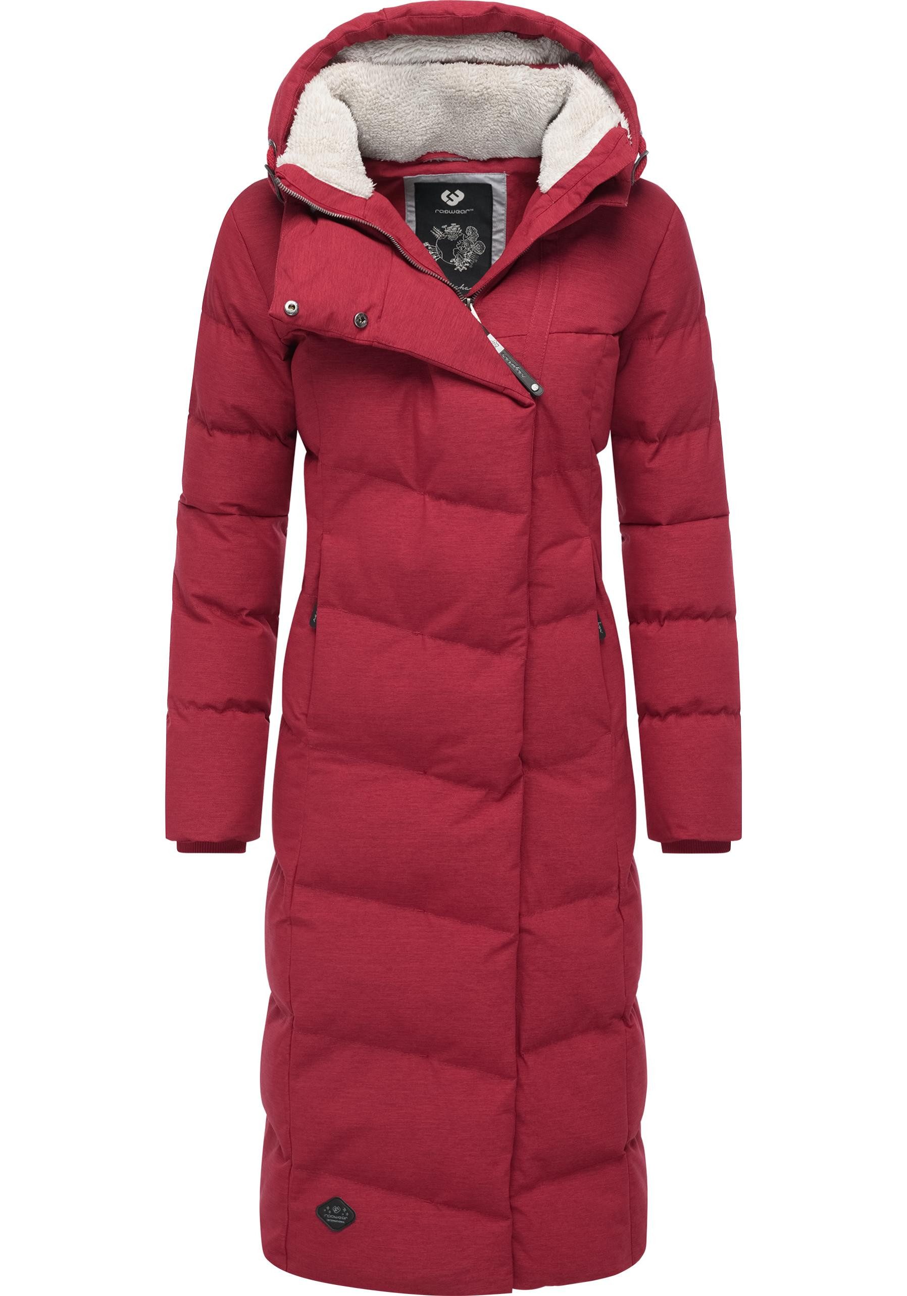 Ragwear Wintermantel Pavla Long extralanger Winterparka mit Teddyfutter und Kapuze