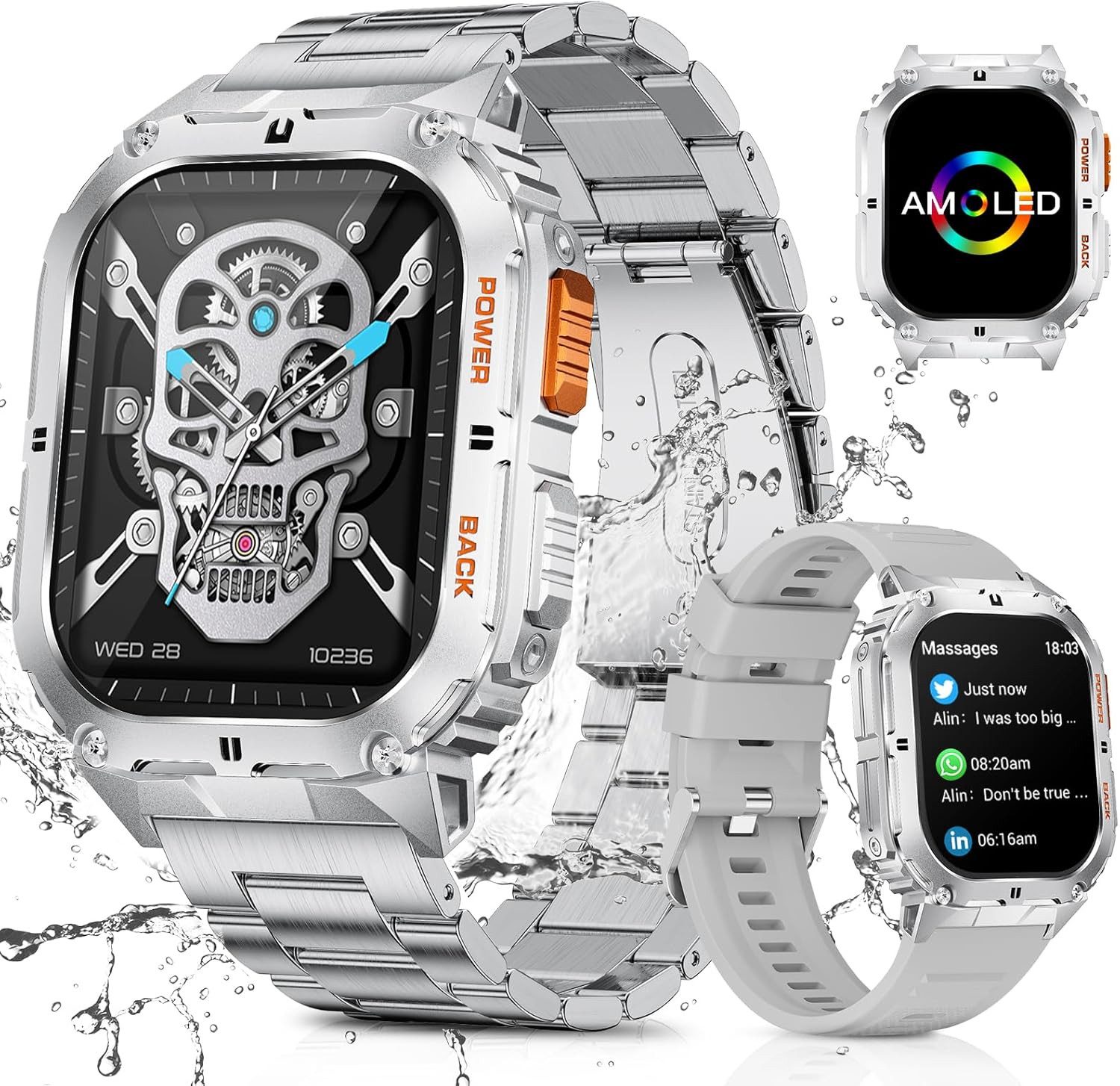 Lige ST10 Smartwatch (4,9 cm, android ios), Herren Smartwatch mit 1.95" AMOLED Display, Bluetooth Telefonie
