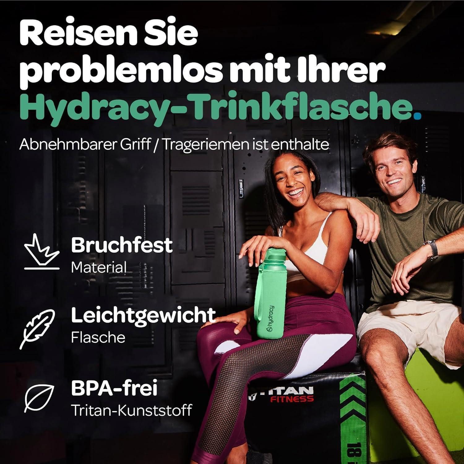 LuxusKollektion Trinkflasche Trinkflasche Zeitmarkierung BPAfrei 1L - Strohhalm Aqua Grün