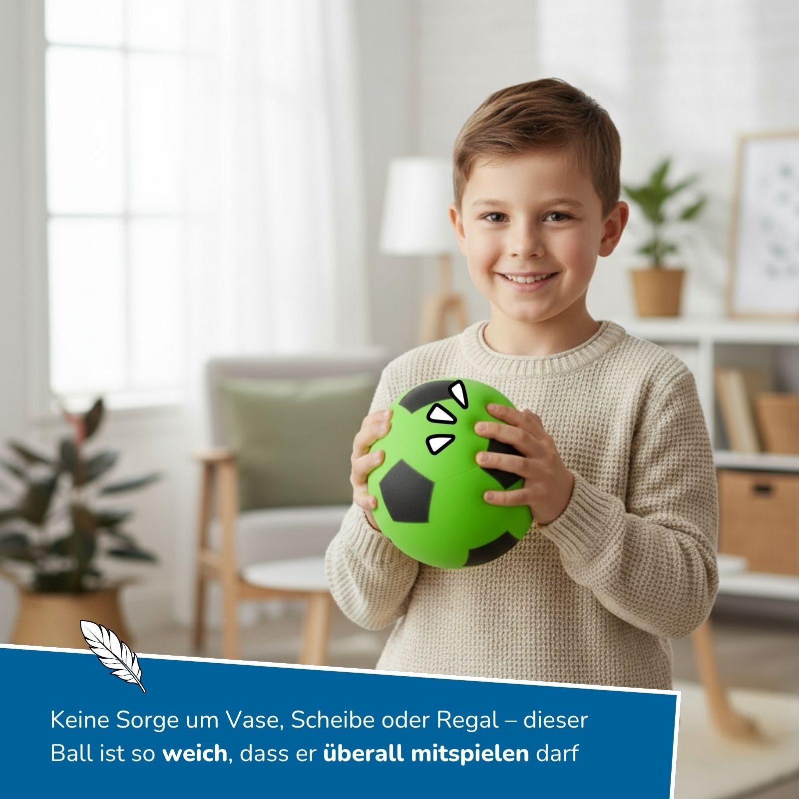 alldoro Softball Schaumstoff-Ball grün Ø 20 cm, weicher Soft-Fußball für Kinder, Sicherer Kinderball für drinnen & draußen, geeignet ab 0 Jahren