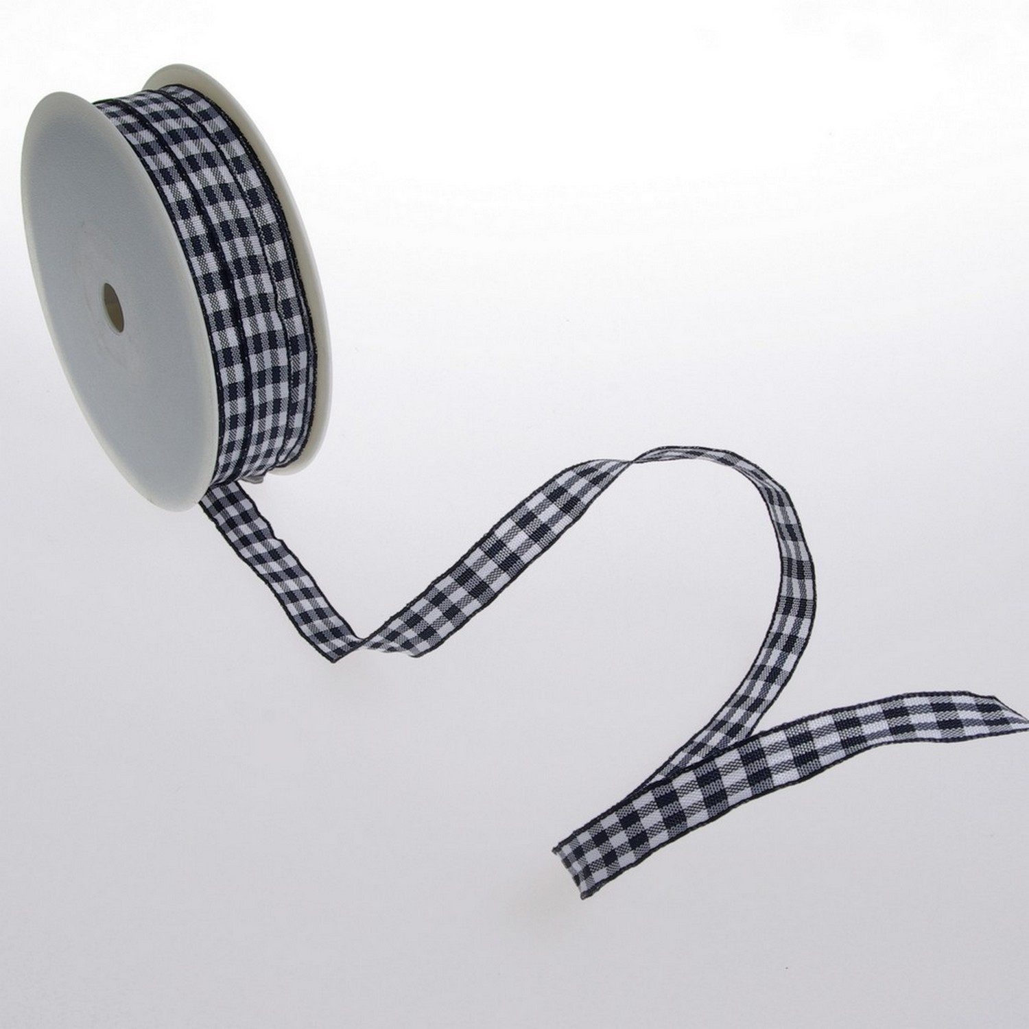 Deko AS Dekoband Karoband mit Drahtkante - dunkelblau - 12 mm auf 50 m Rolle - 64098 1