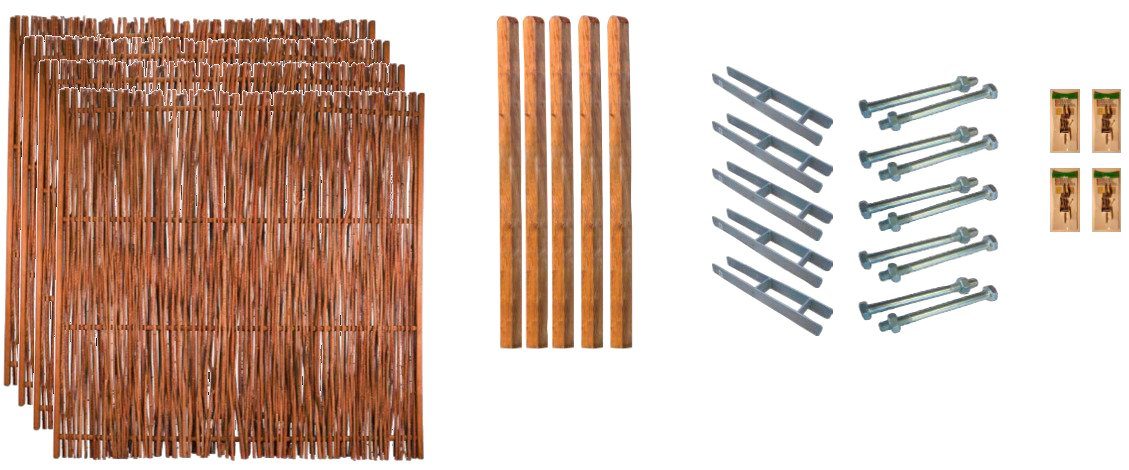 Tetzner & Jentzsch Geflechtzaun Portland 2, (Set), 4 Elemente, LxH: 765x180 cm