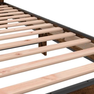vidaXL Bett Bettgestell Räuchereiche 90x200 cm Holzwerkstoff und Metall