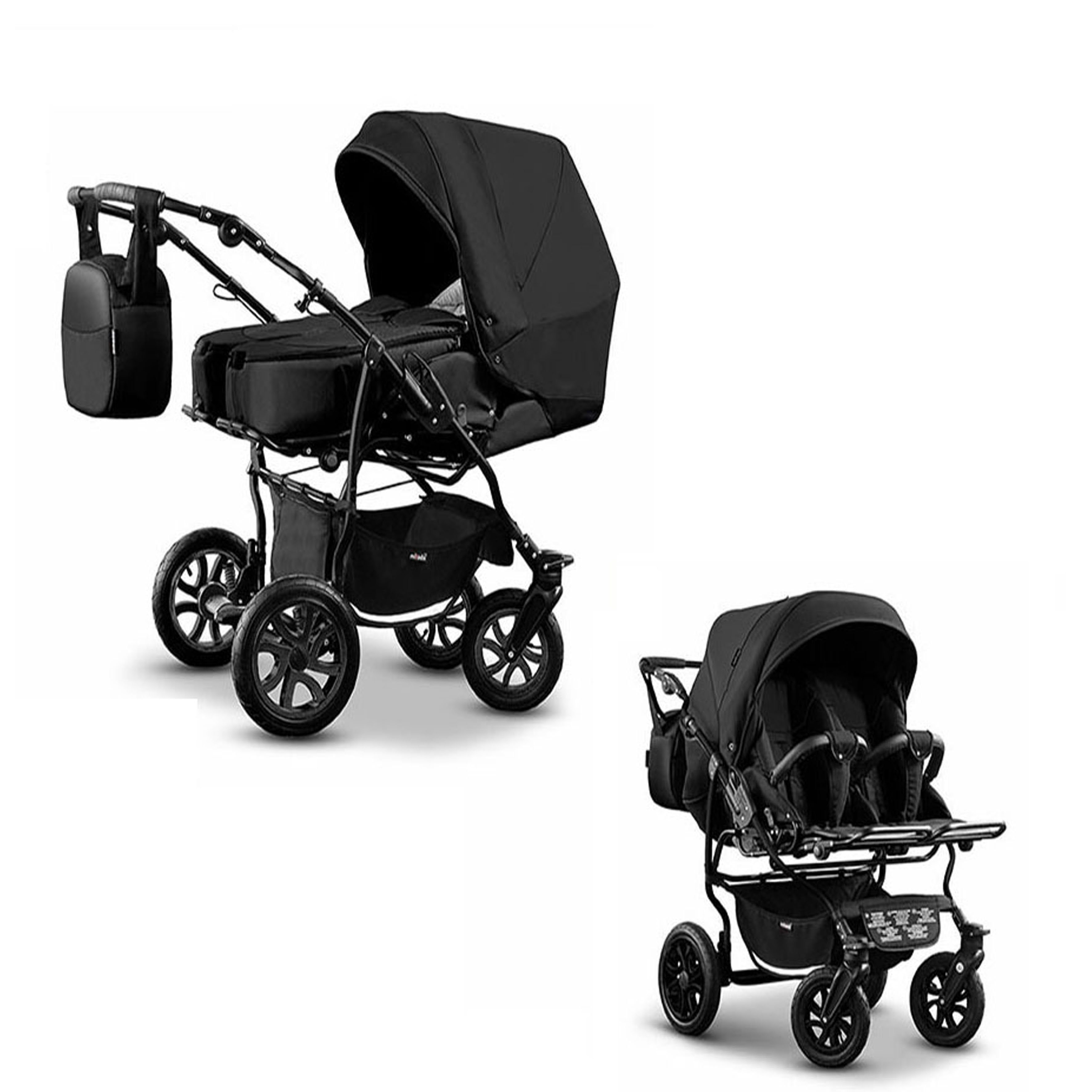 Zwillings-Kombikinderwagen City Twin 2 in 1 inkl. Sportsitze und Zubehör in 19 Farben