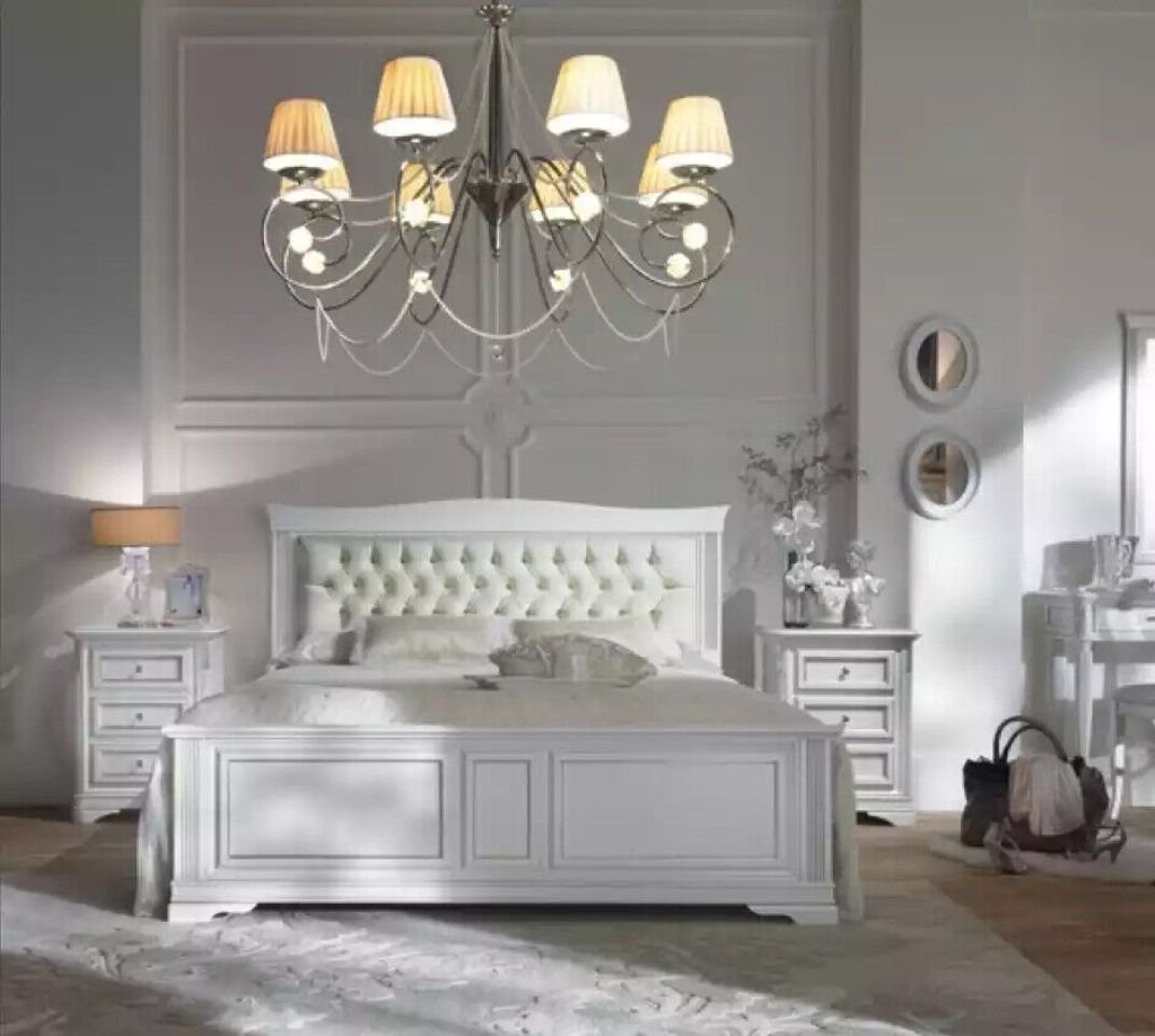 JVmoebel Schlafzimmer-Set Komplettes Schlafzimmer Set Bett 2x Nachttische 3 tlg. Designer Luxus, (3-St., Bett + 2x Nachttische), Made in Italy