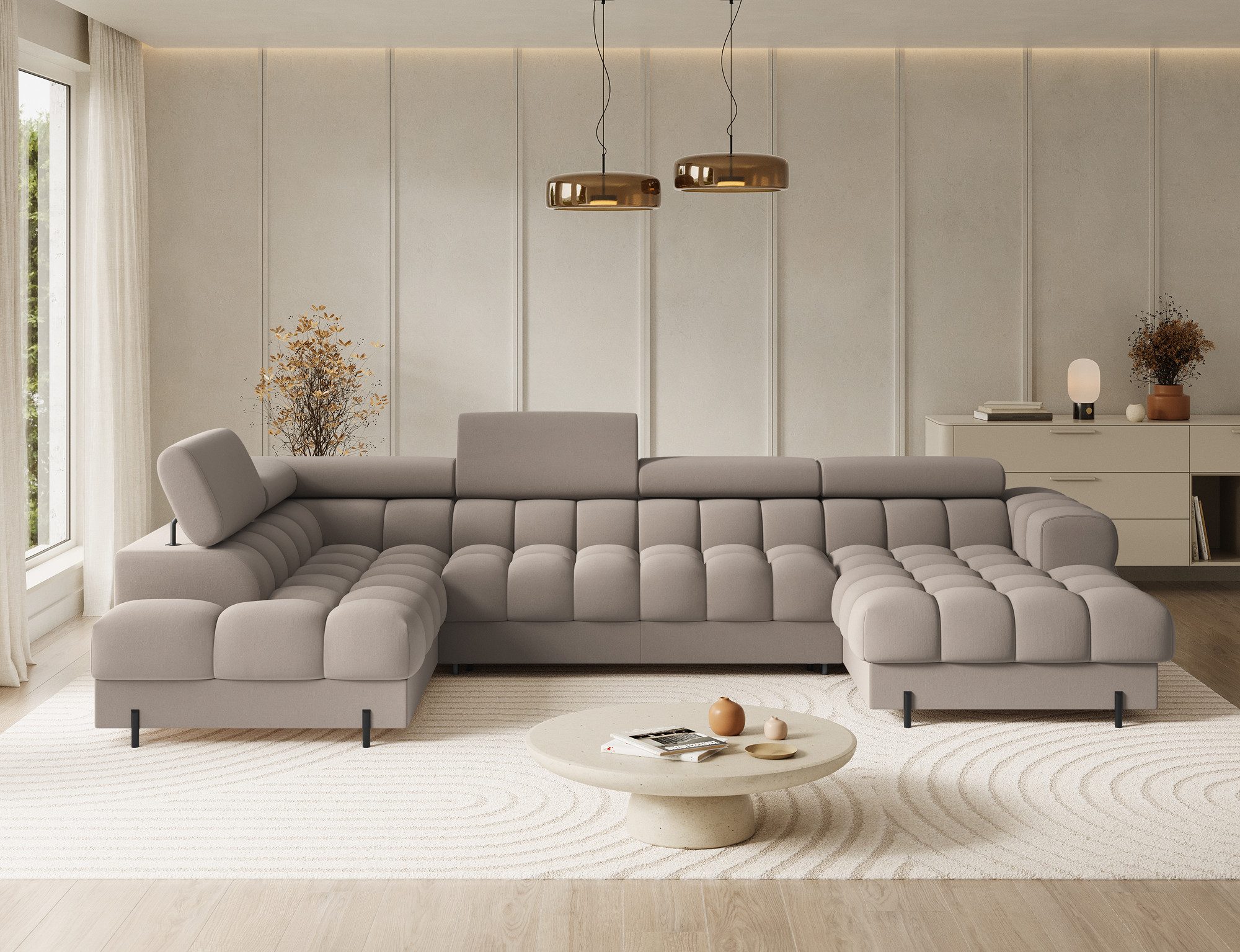 Lukas Möbel Wohnlandschaft Deisgner XXL-Sofa in U-Form Falco mit Schlaffunk günstig online kaufen