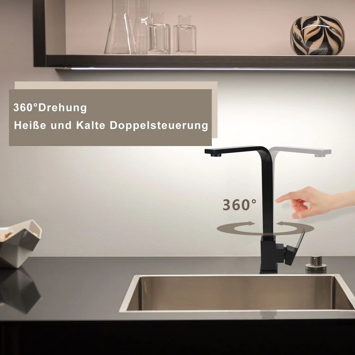 Edelstahl Küchenarmatur Armatur (Mischbatterie) Niederdruck ° Schwenkbar Küche 360 Nettlife