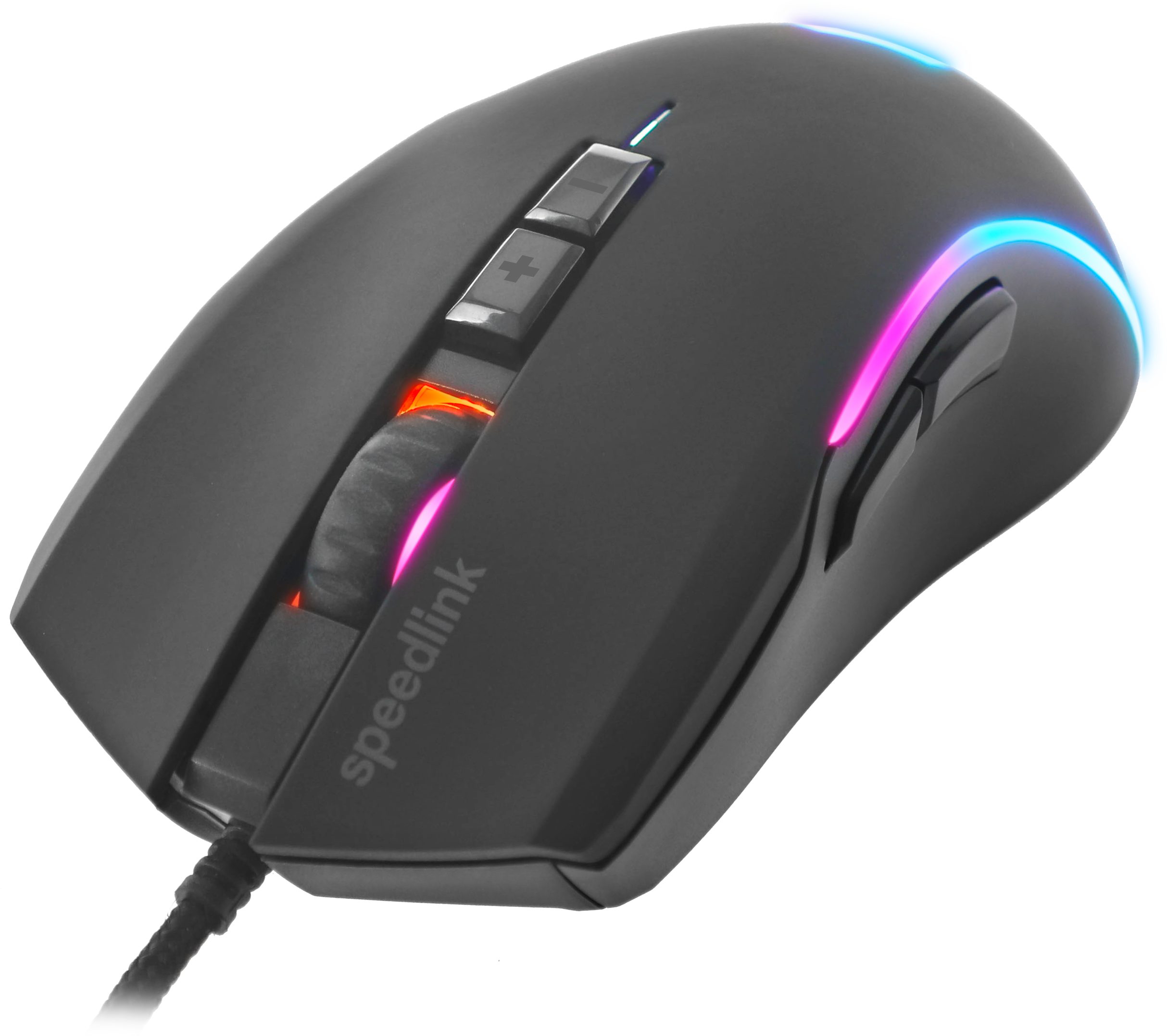Speedlink ZAVOS rubber-schwarz, RGB beleuchtete, ergonomische Gaming-Maus (kabelgebunden, mit 5 Tasten + 2 dpi-Schaltern, RGB Beleuchtung, rubber-schwarz)