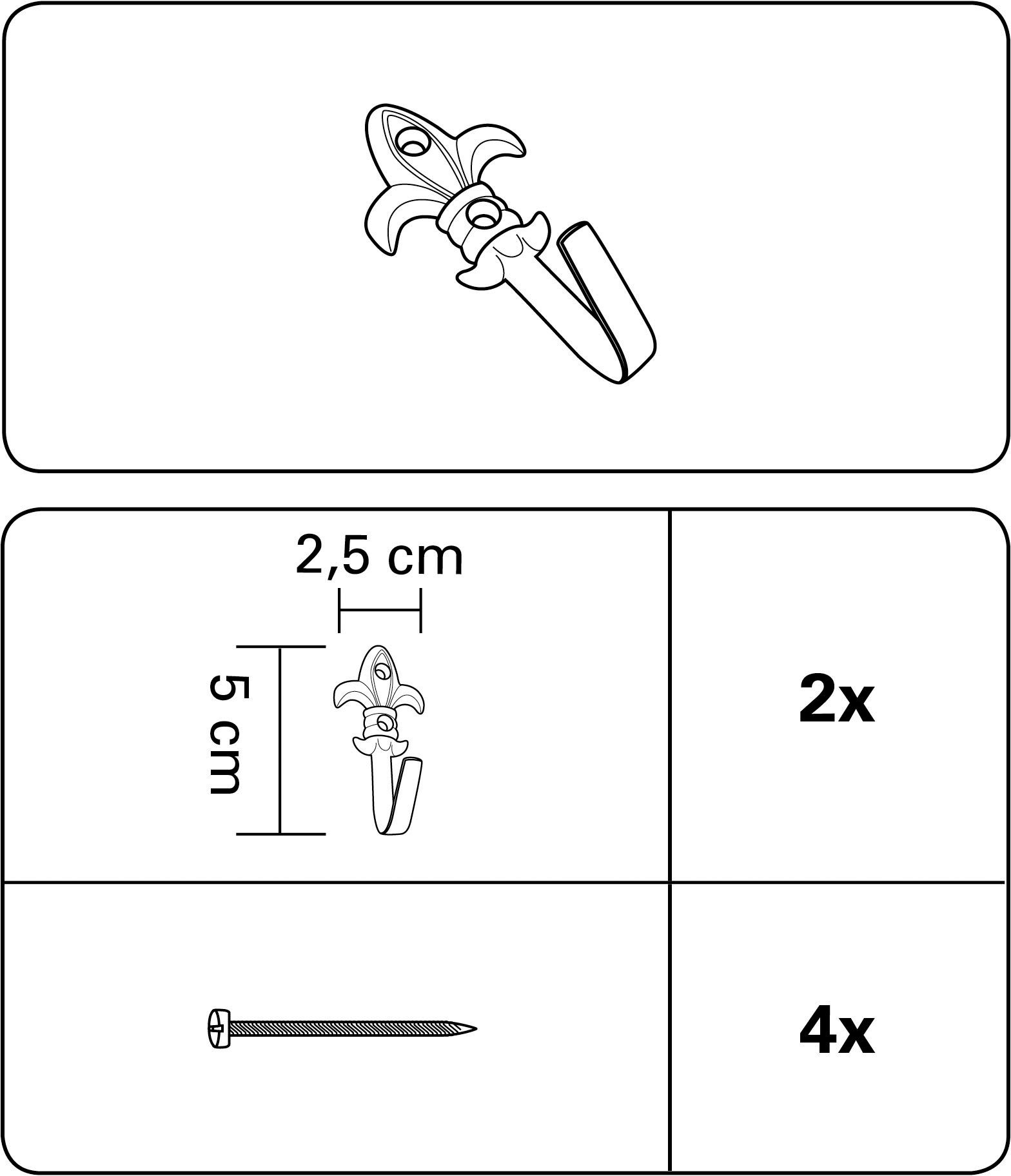 Raffhaken Zierhaken (Raffhaken) Lilie, Drapieren, (2-tlg), Drapieren Gardinen- zum Raffen zum Raffen Vorhangstoffen und und von GARDINIA, und