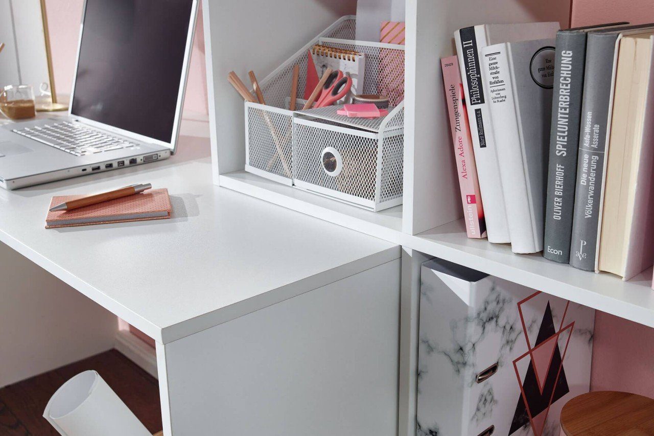 tinkaro Schreibtisch FRIDA Holz Computertischtisch Weiß