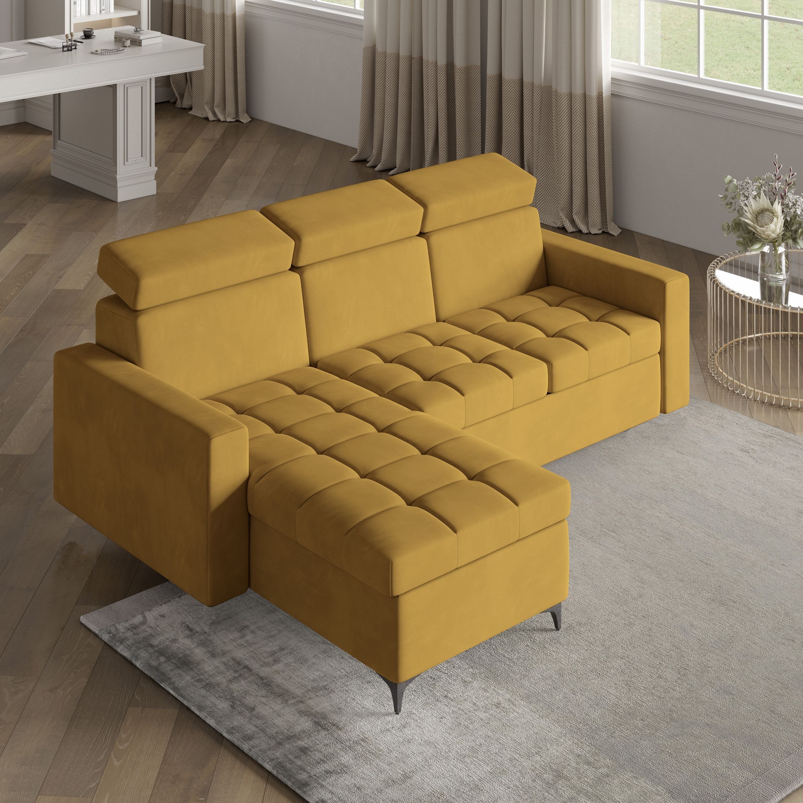 Masseno Ecksofa KAME mit Schlaffunktion L-Form, Sofa mit Bettkasten
