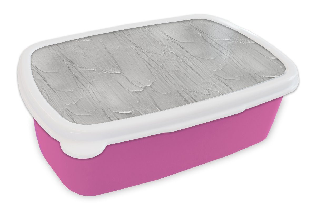 MuchoWow Lunchbox Farbe - Muster - Grau, Kunststoff, (2-tlg), Brotbox für Erwachsene, Brotdose Kinder, Snackbox, Mädchen, Kunststoff rosa