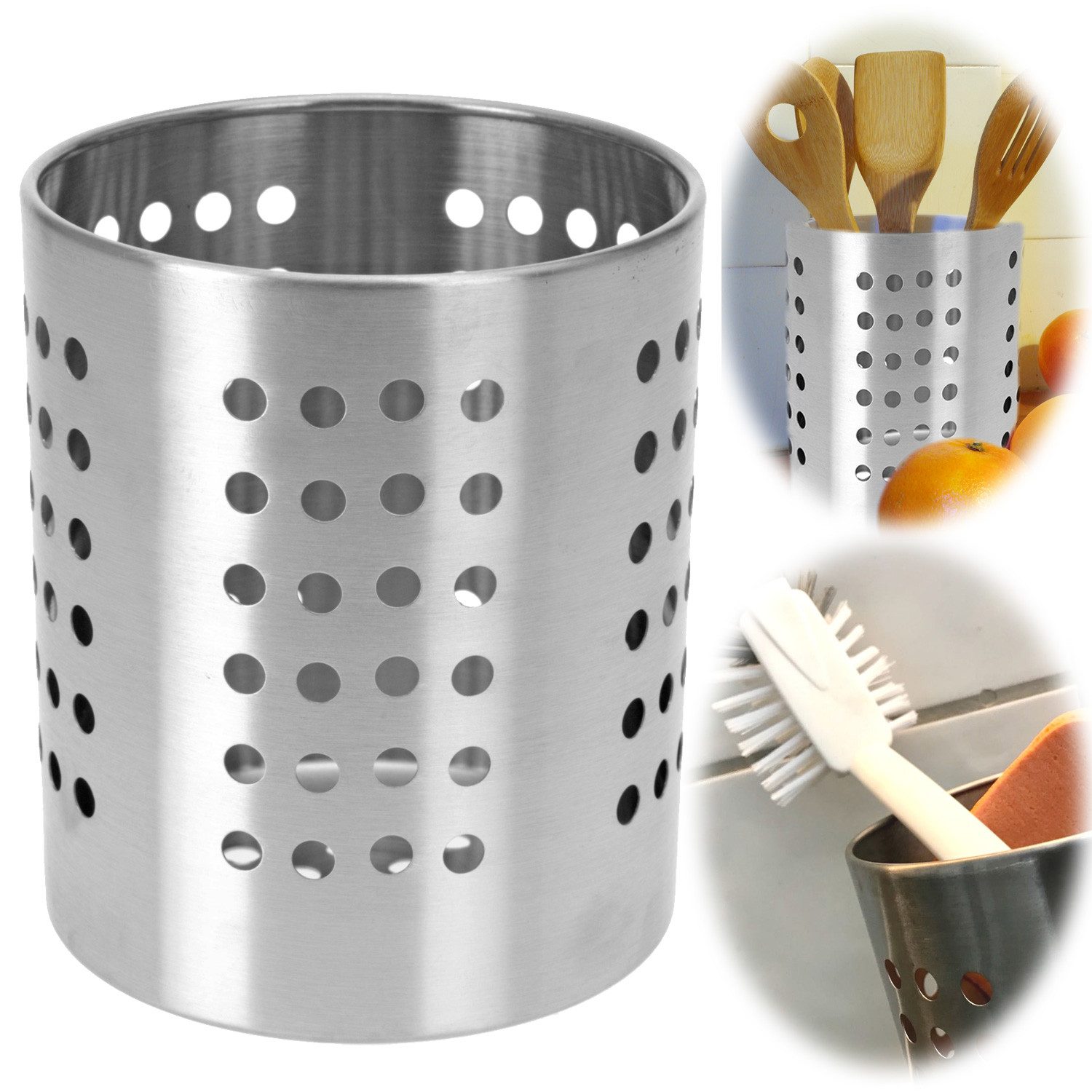LS-LebenStil Besteckhalter Besteckständer Edelstahl 13x10cm Abtropfkorb Besteck Abtropfgestell, (Abtropfständer Utensilo Spülbecken Besteckhalter, 1-tlg., Besteckständer Küche Utensilienhalter Besteckkorb Organizer), Küchen Utensilienhalter Gelocht - Abtr