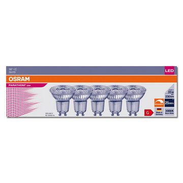 Osram LED-Leuchtmittel 5er OSRAM LED GU10 3,4W = 35W Reflektor 230lm 36° Warmweiß 3000K DIM, GU10, Warmweiß