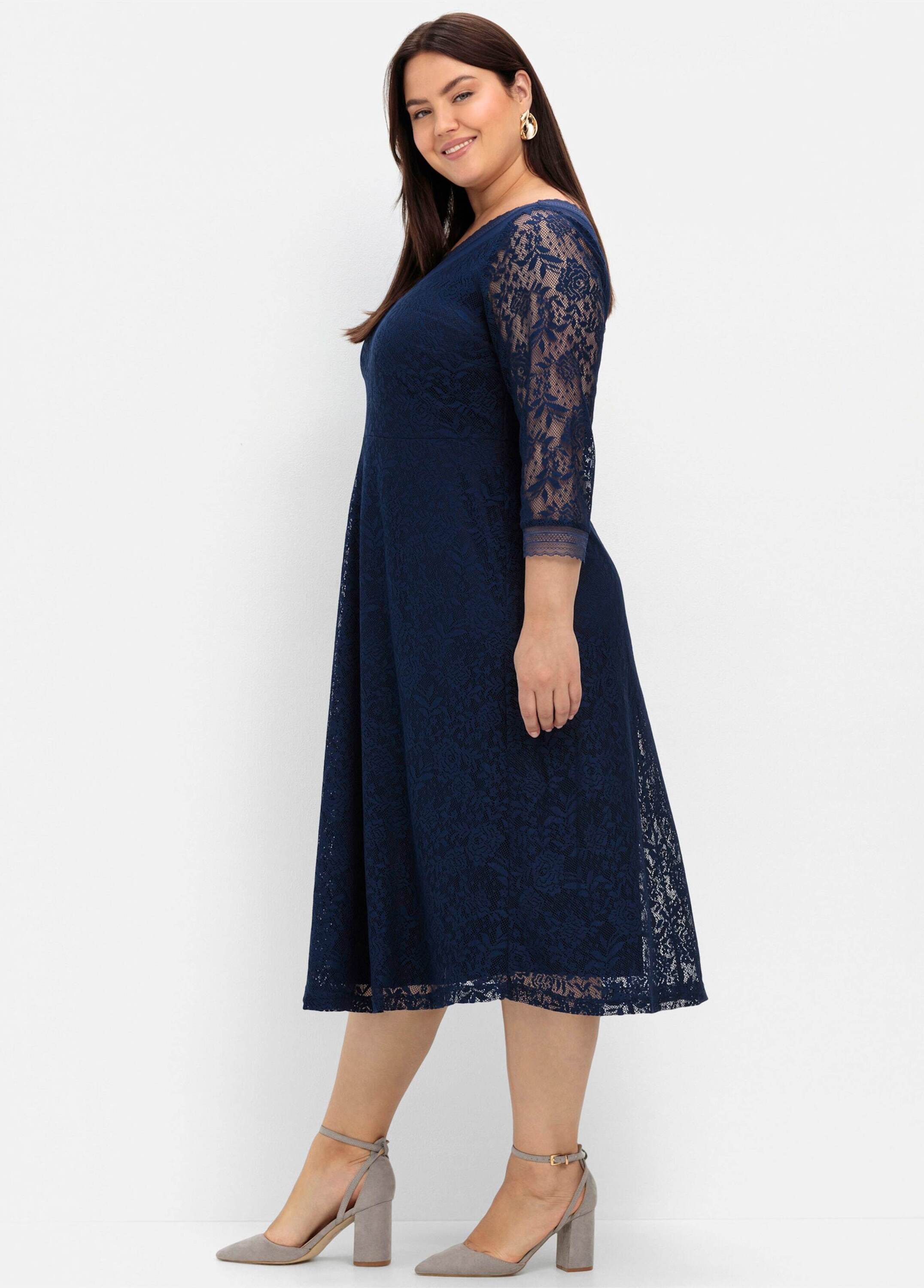 Sheego Etuikleid Abendkleid 3/4-Arm aus elastischer und bequemer Qualität