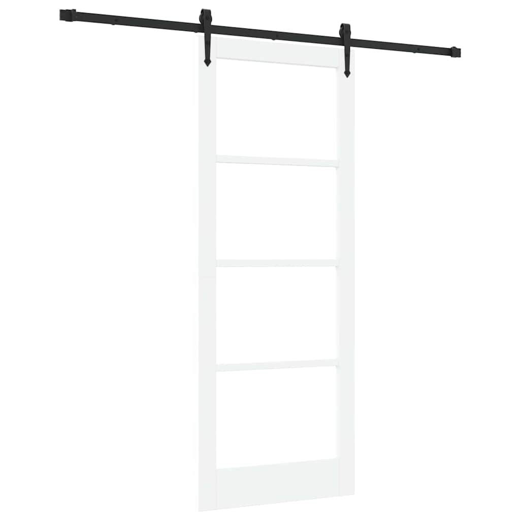 furnicato Schiebetür ORKDAL 83 x 211 cm Massivholz Weiß, Leise gleitende Innentür mit Glas für deinen Flur