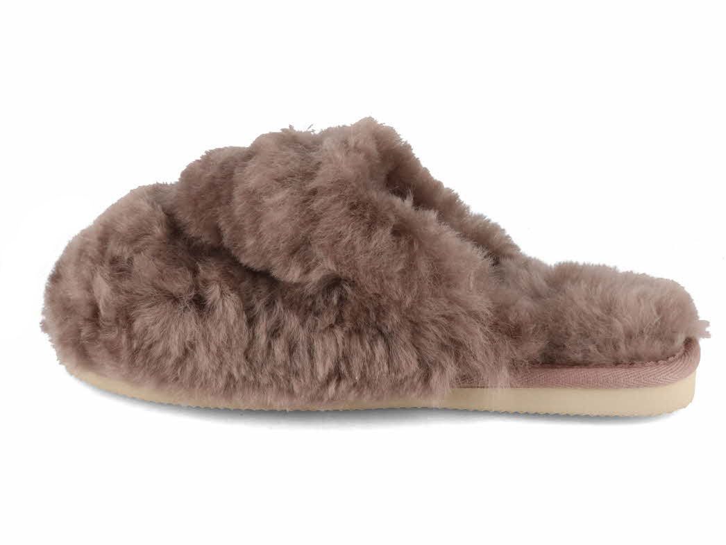 thies Damen Schaffell Pantoffel Fluffy Hausschuh 100% Doubleface Schaffell