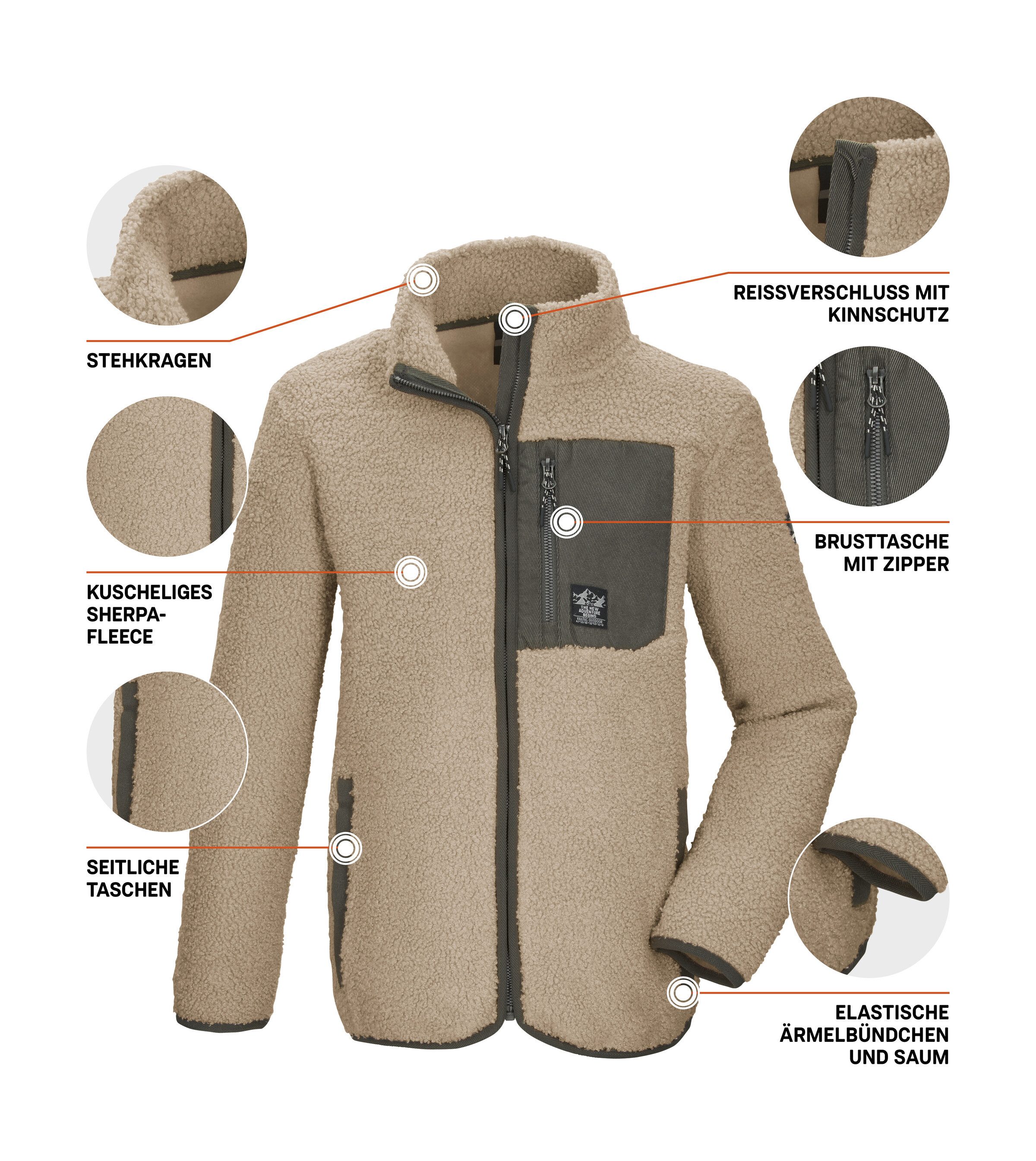 Killtec Fleecejacke KOW 144 BYS FLC JCKT Weiche Sherpa Fleecejacke mit Kinnschutz und Stauraum – Bild 5 von 5