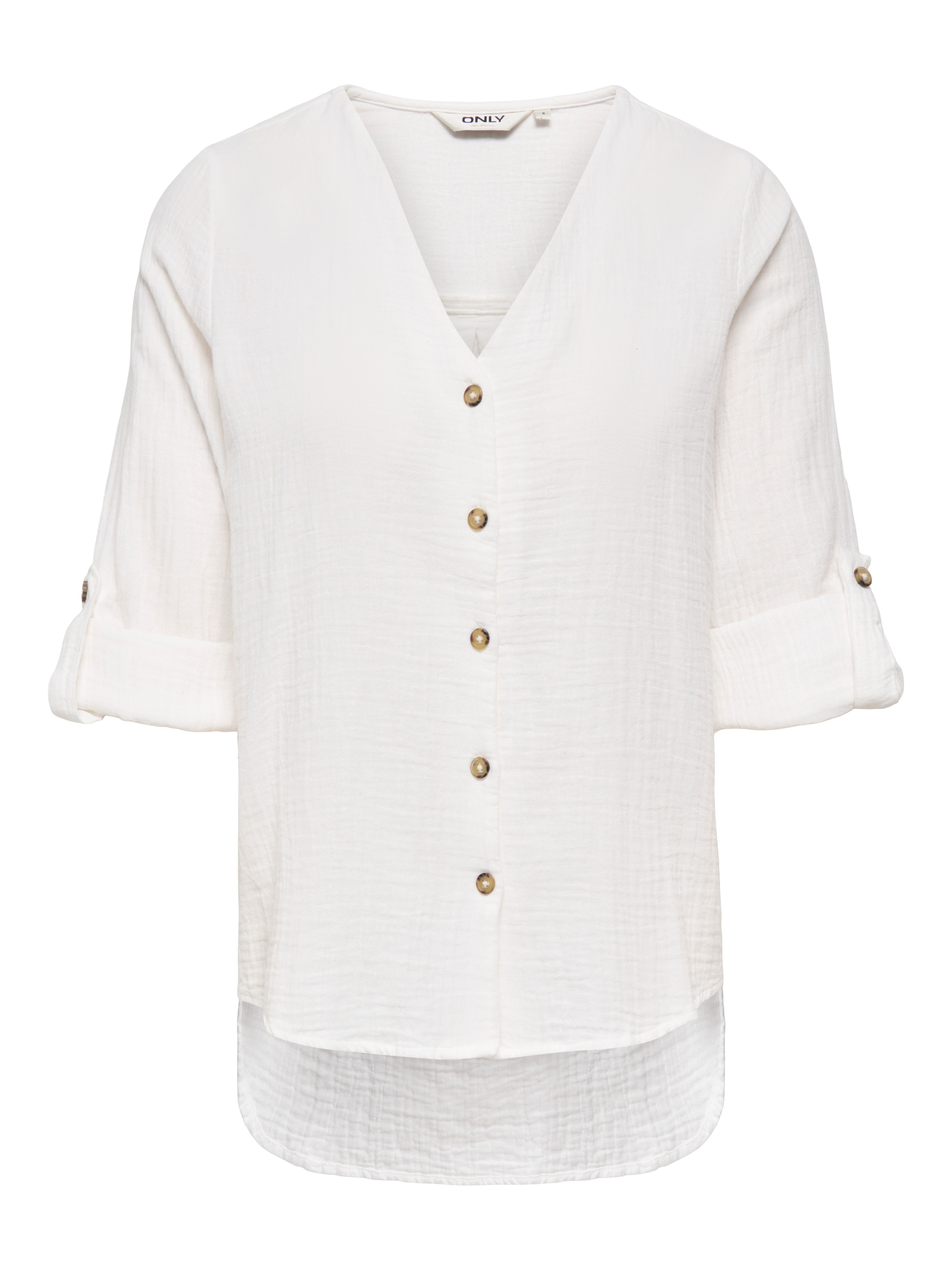 ONLY Langarmbluse ONLTHYRA LIFE V-NECK L/S SHIRT NOOS WVN Baumwolle, regular fit