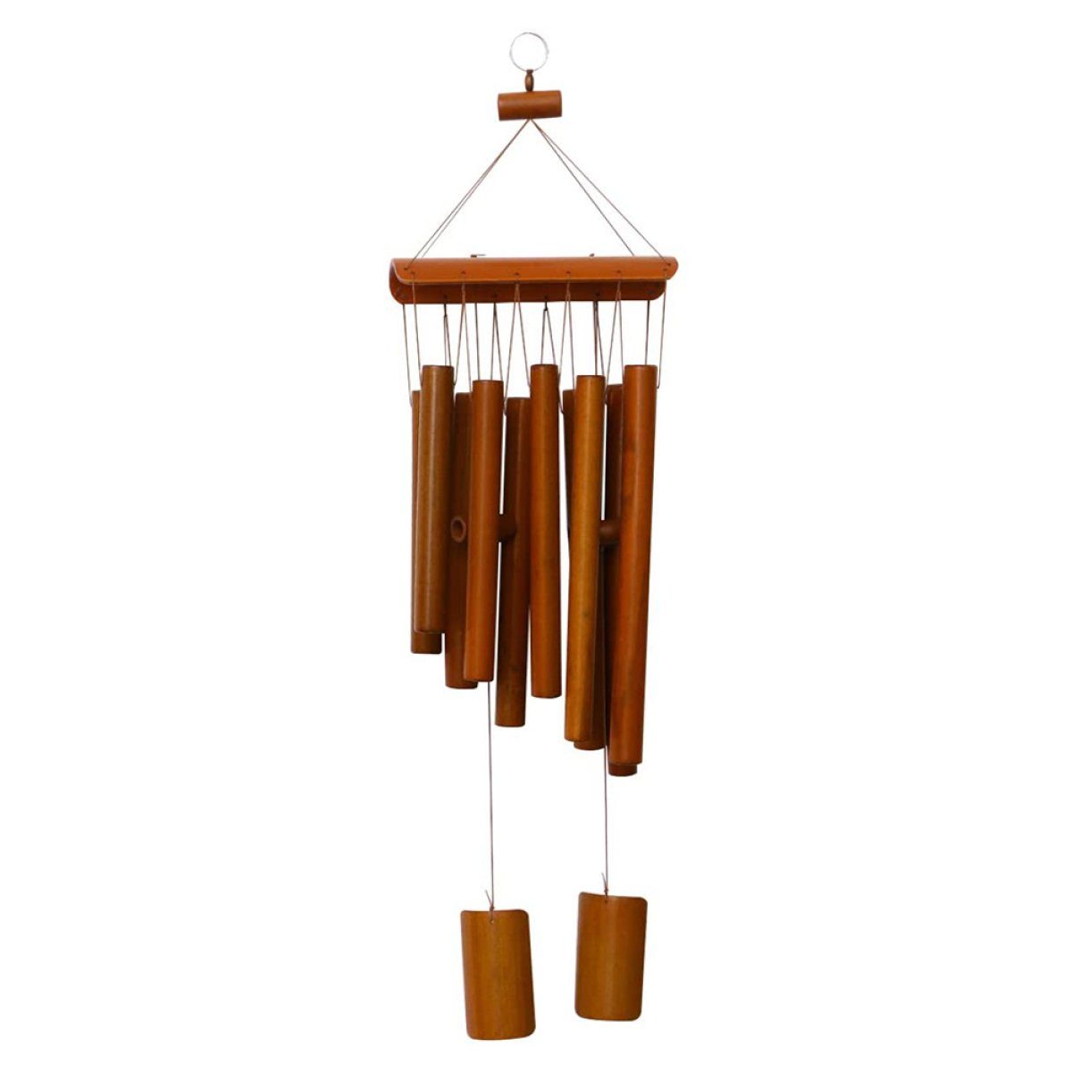 Rwoythk Windspiel Bambus-Windspiel aus Holz, zweireihig, groß, für drinnen und draußen