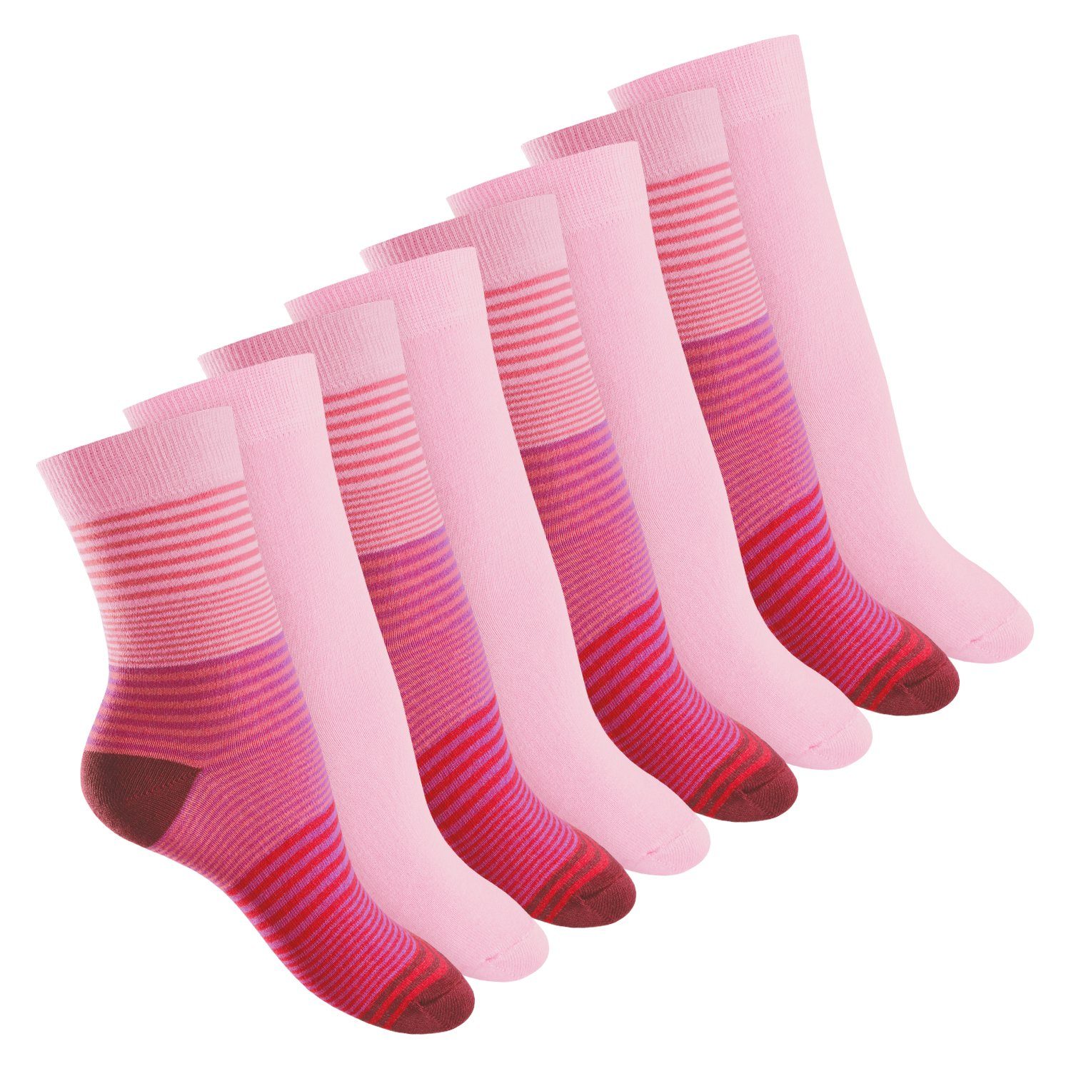 celodoro Basicsocken Damen Socken (8 Paar) mit Ringel-/Blockstreifen & Komfortbund Pink