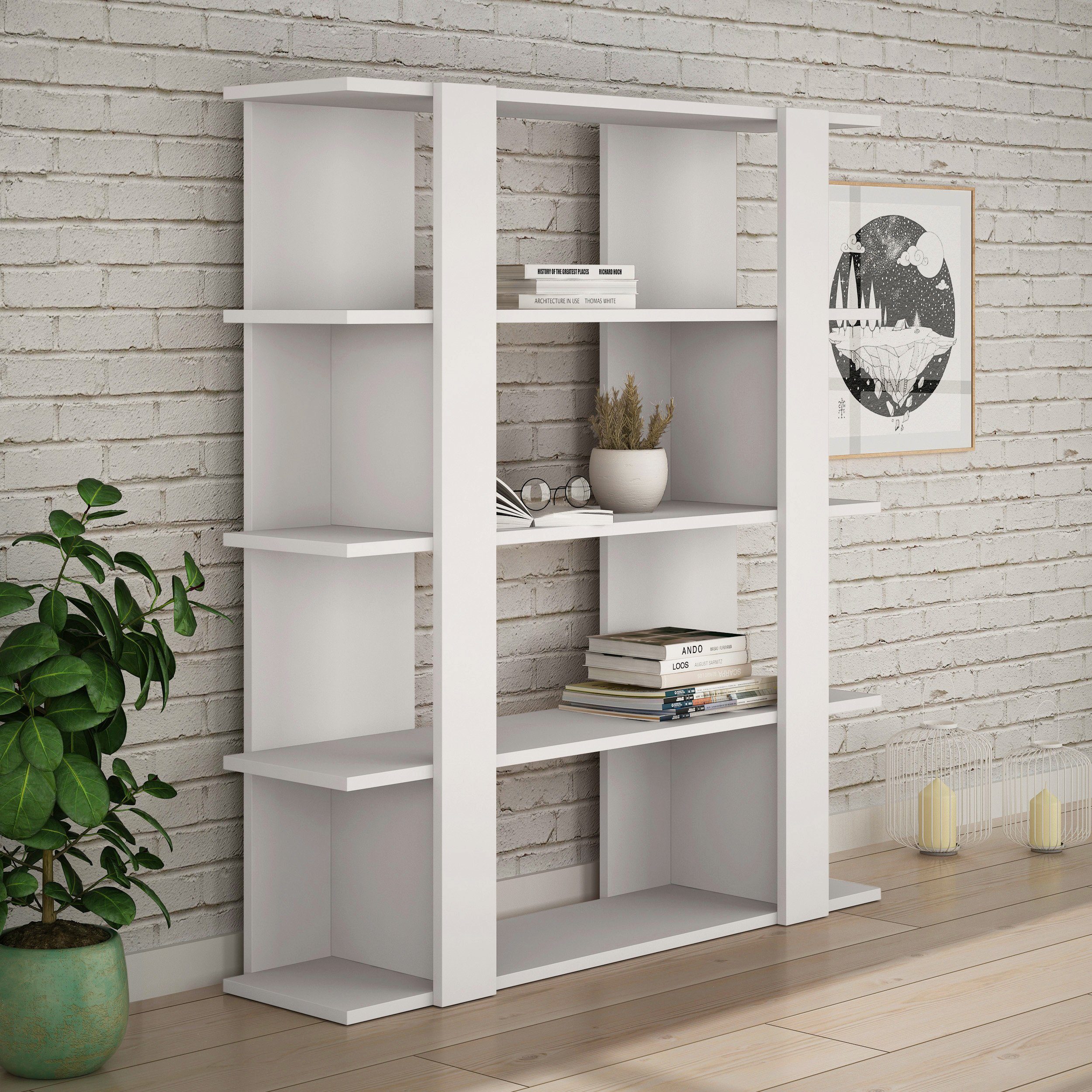 Decortie Bücherregal Tita, Modernes Bücherregal, 110 x 29 x 122 cm