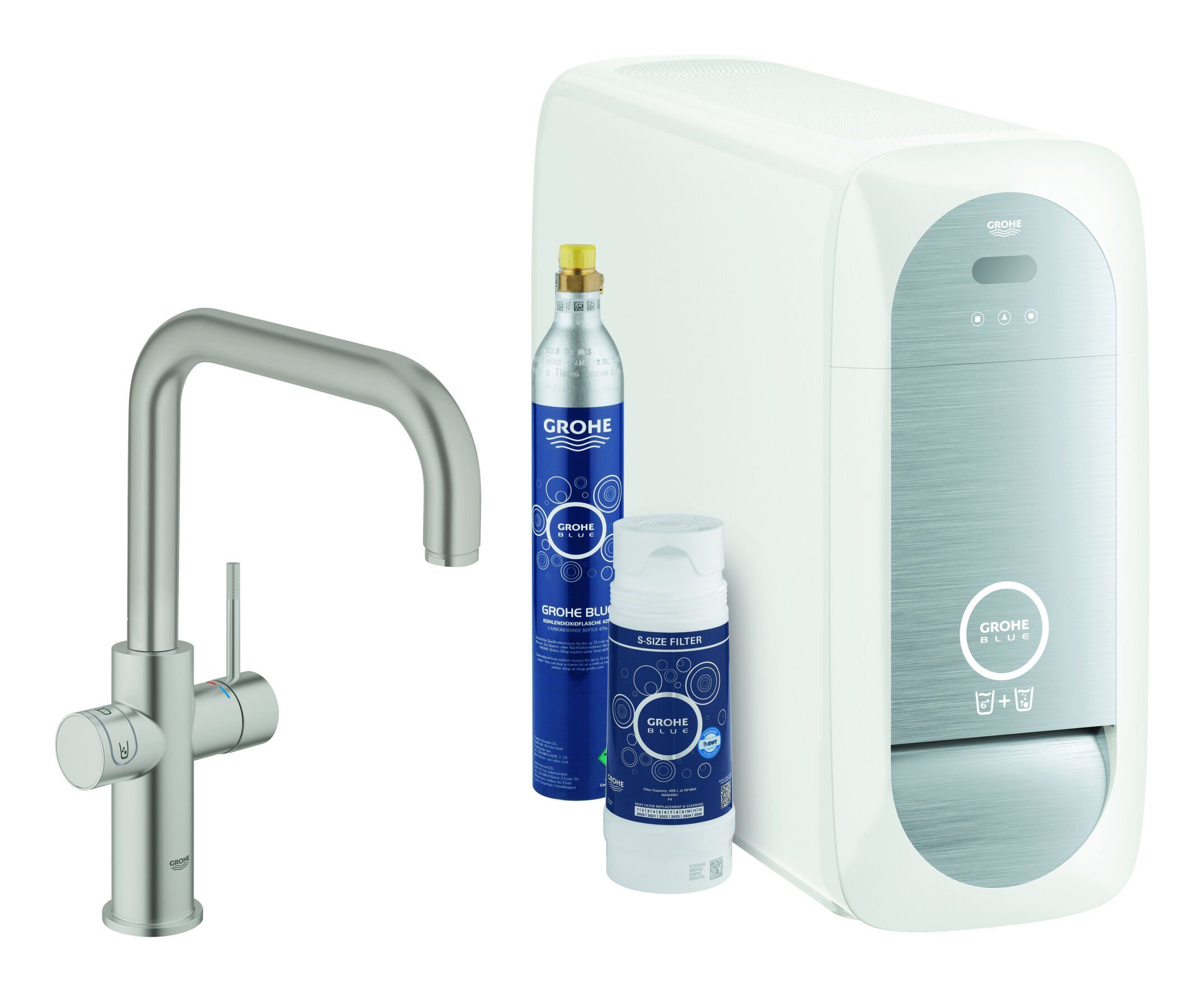 Grohe Küchenarmatur Blue Home Starterkit Spültischarmatur mit U-Auslauf - Supersteel