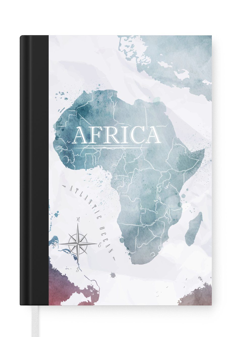 MuchoWow Notizbuch Weltkarte - Afrika - Blau, Journal, Merkzettel, Tagebuch, Notizheft, A5, 98 Seiten, Haushaltsbuch
