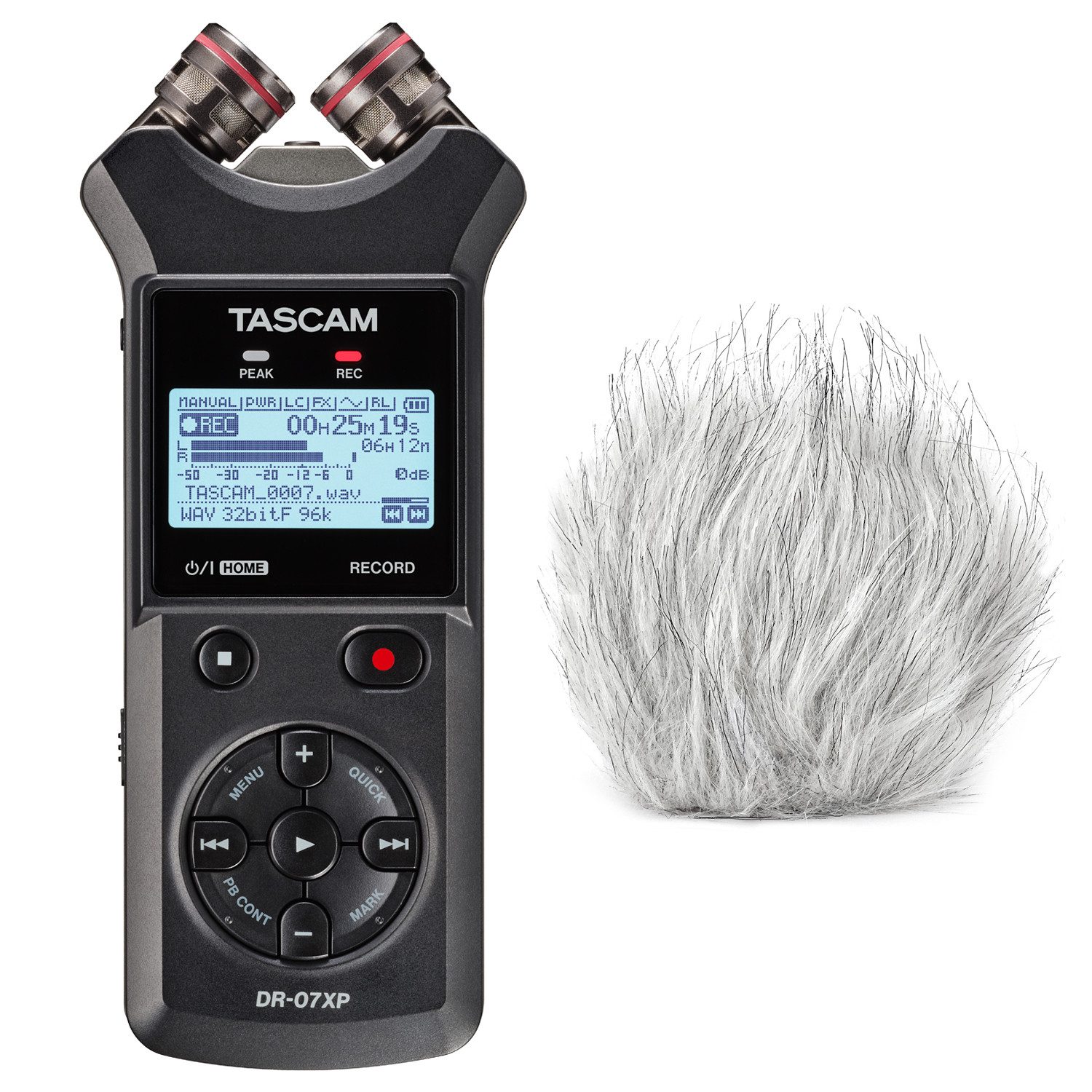 Tascam Tascam Audio-Recorder DR-07XP mit Windschutz Digitales Aufnahmegerät (Vorteils-Set mit Windschutz)