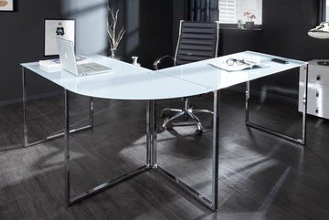 riess-ambiente Eckschreibtisch BIG DEAL 180cm weiß / silber, Arbeitszimmer · Glas · Metall · groß · Modern Design · Home Office