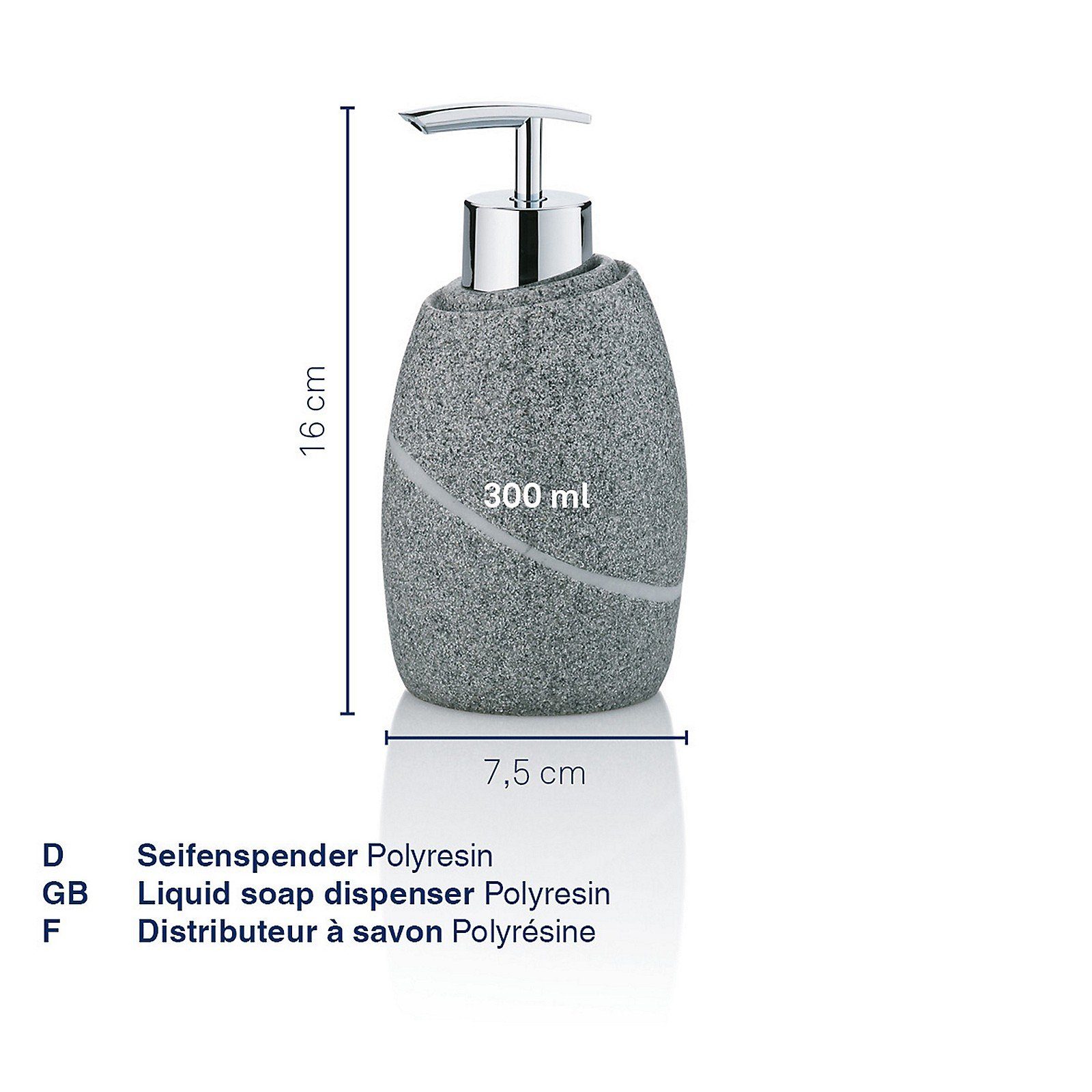 kela Seifenspender Talus, Natursteinoptik, 300 ml, leicht zu befüllen