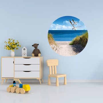 WallSpirit Wandsticker Wandaufkleber rund "Strand mit Möwen", Selbstklebend, rückstandslos abziehbar