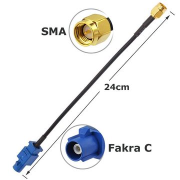 Bolwins H70 GPS Antenne Kabel Adapter Fakra auf SMA Stecker für VW Skoda Audi Elektro-Kabel, (24 cm)