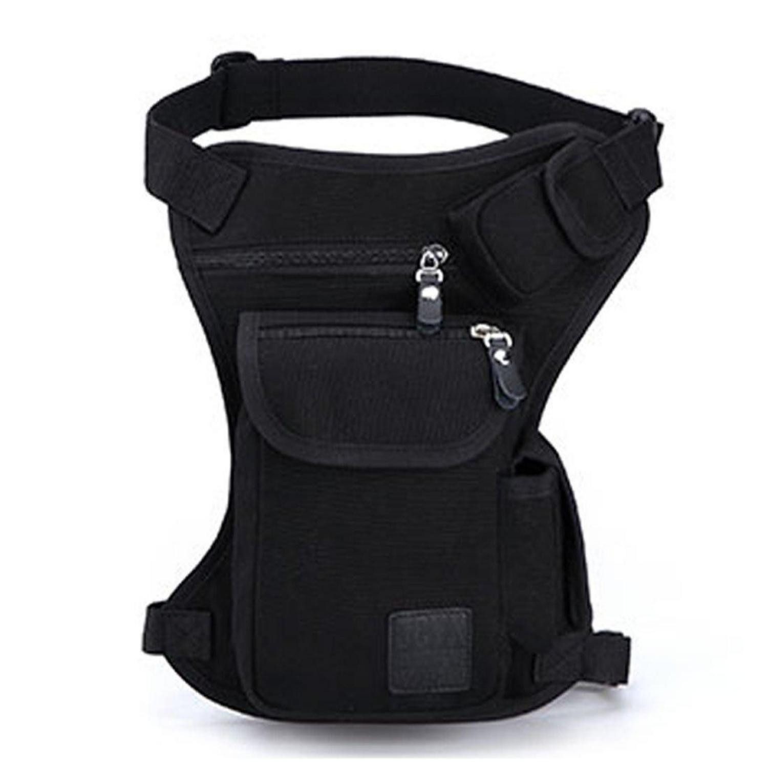 Beintasche Beintasche Motorrad Canvas Bauchtasche Hüfttasche Leg Bag #07schwarz