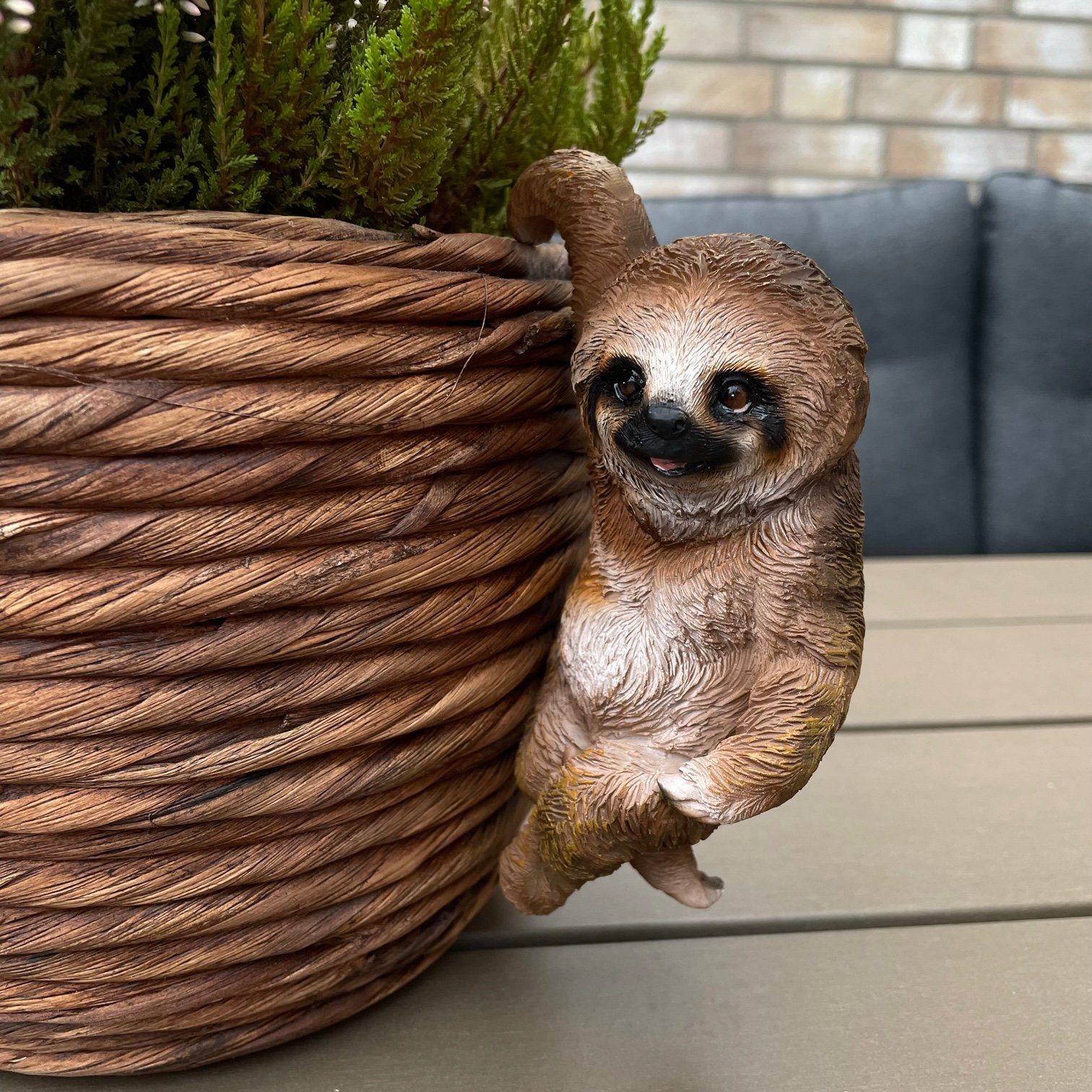 Online-Fuchs Gartenfigur als Faultier zur Deko am Blumentopf, Beetstecker, 24, Maße: 14x8x7 cm, als Anhänger am Kräutertopf