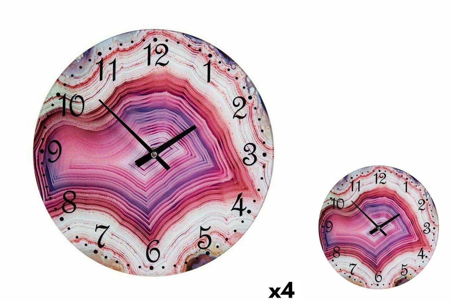 Gift Decor Uhr Wanduhr Marmor Rosa Glas 30 x 4 x 30 cm 4 Stück