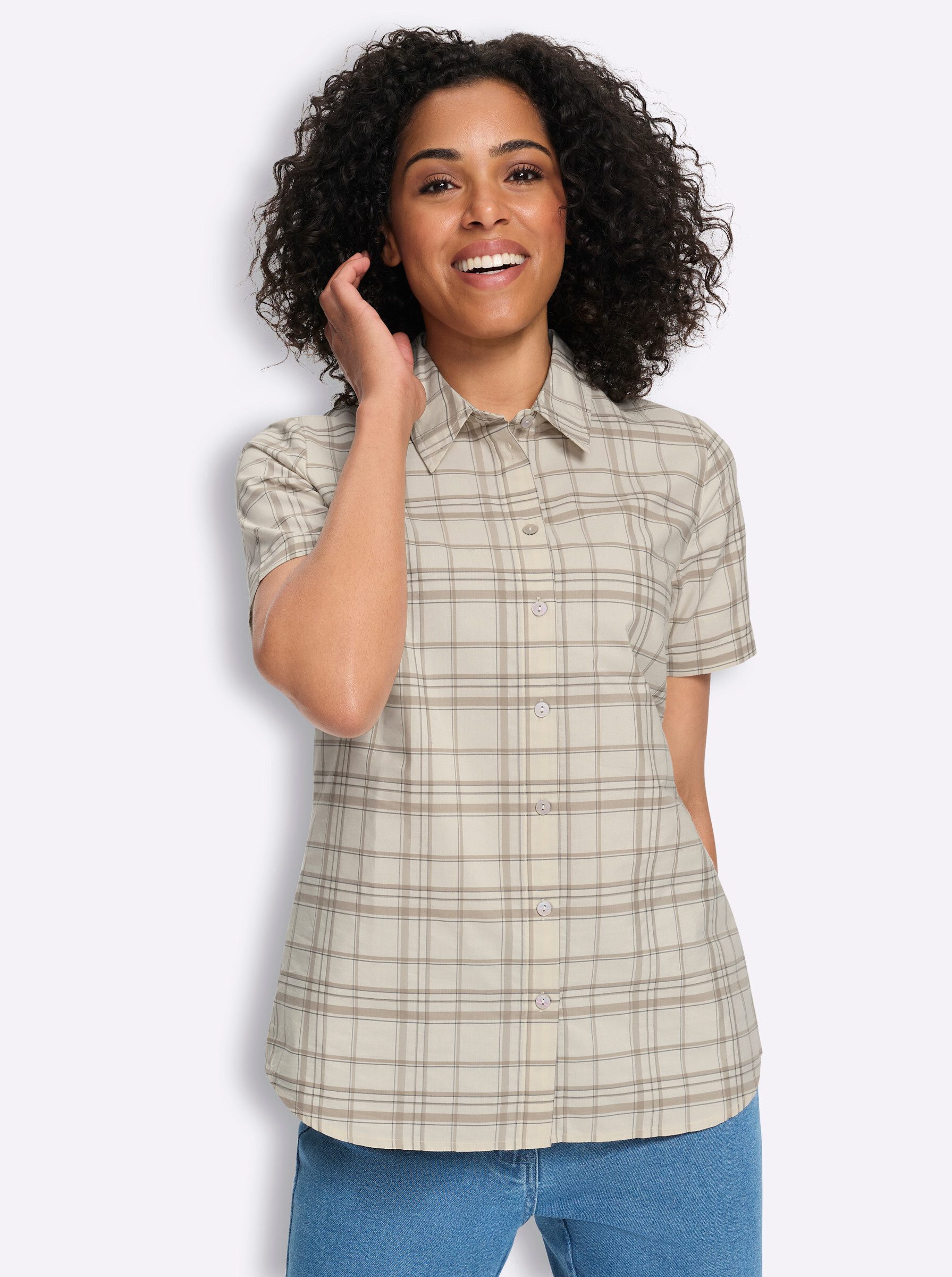 Sieh an! Klassische Bluse Karo-Bluse Langarm