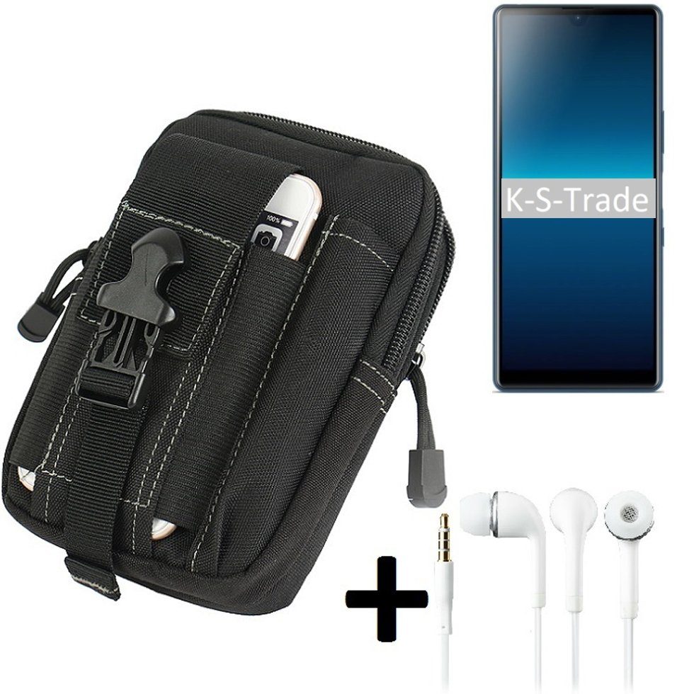 K-S-Trade Handyhülle für Sony Xperia L4, Gürteltache + Kopfhörer Gürtel Tasche Holster Schutz Hülle
