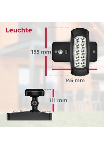 B.K.Licht Sieninis šviestuvas BK_AS1213 LED Solar-Außenleuchte su judesio jutiklis šviesos jutiklis LED fest integriert Kaltweiß 6.500K Kaltweißes lemputė IP44-Spritzwasserschutz saulės lempa