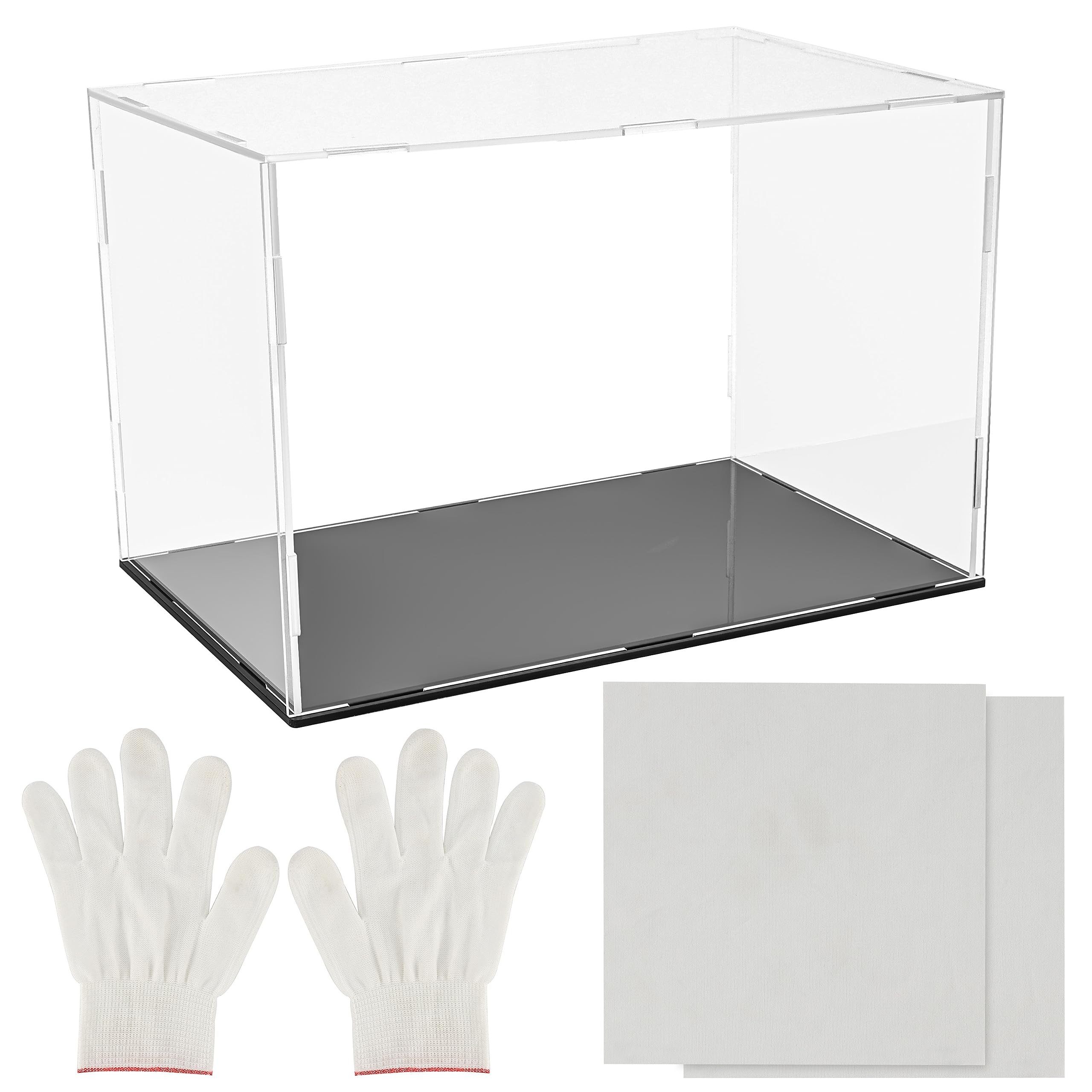 Artikel klicken und genauer betrachten! - Belle Vous Rechteckige Acrylvitrine Vitrinenständer  Dieser hochwertige Kunststoff-Acryl-Vitrinenständer ist perfekt für die Präsentation einer Vielzahl von Erinnerungsstücken. Unsere Vitrinenbox ist aus klarem, hochwertigem Kunststoff gefertigt. Der Schaukasten ist transparent, leicht zu reinigen, säurefrei und BPA-frei. Der Kasten ist elegant, aber robust und widerstandsfähig und hat einen glänzenden schwarzen Boden. | im Online Shop kaufen