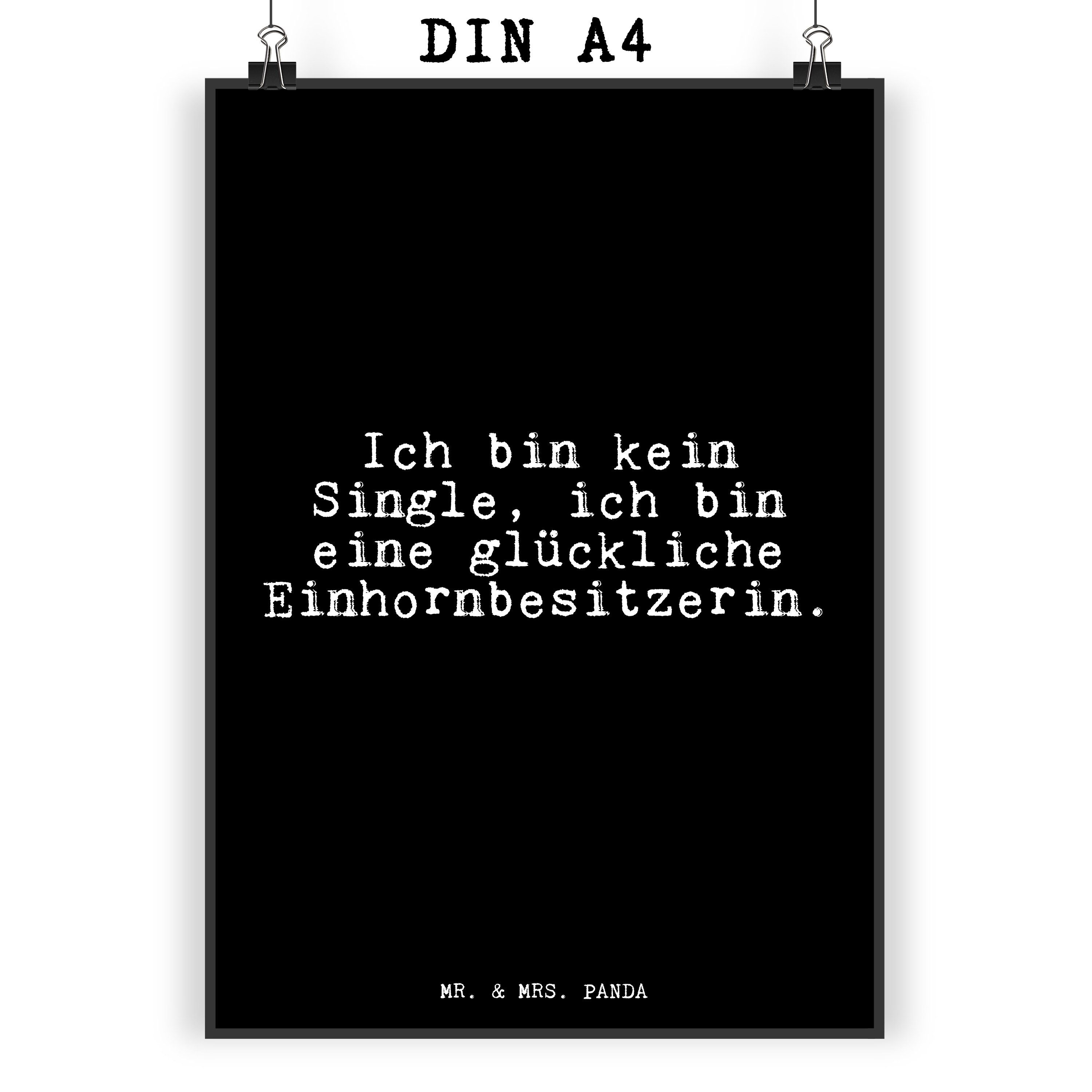 Mr. & Mrs. Panda Poster DIN A4 Ich bin kein Single,... Schwarz