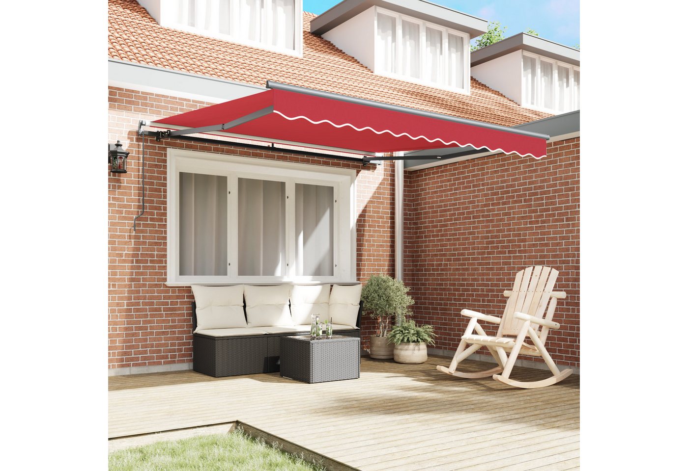 Thumbnail - vidaXL Markise Manuelle Einziehbare Markise Rot 350x250 cm (1-St)