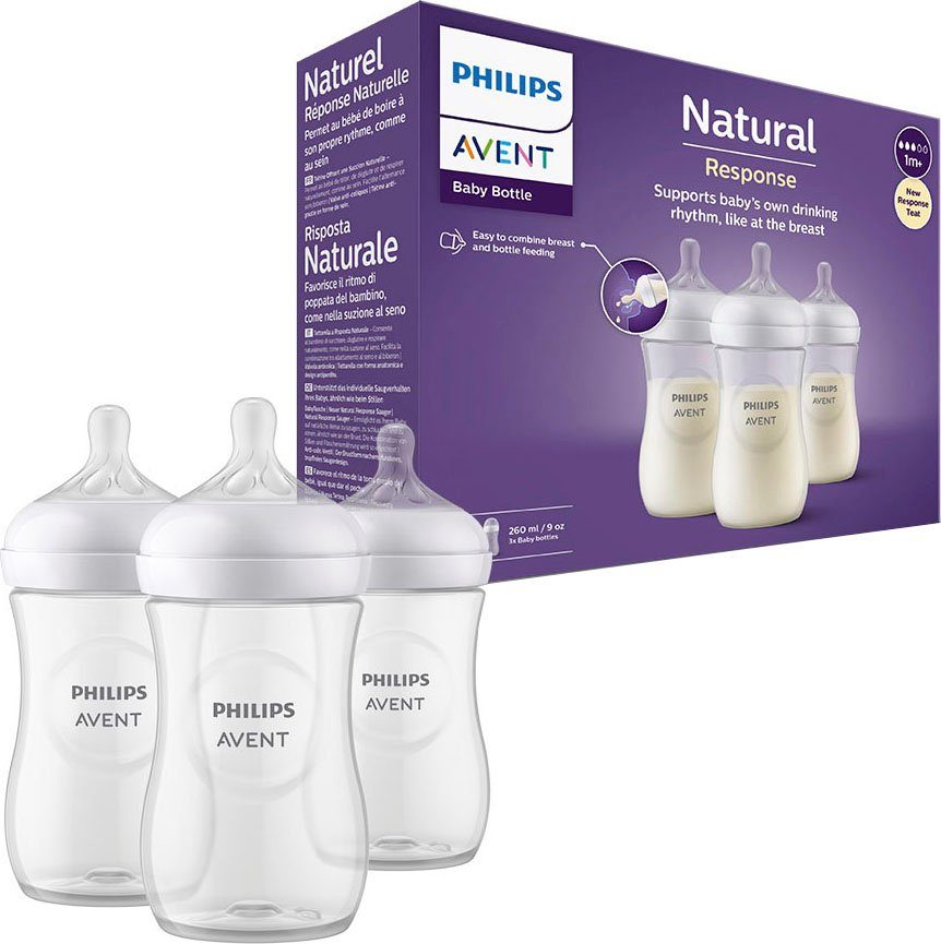 dem 260ml, AVENT SCY903/03, Response 3 Natural Babyflasche Stück, ab Philips Monat 1.