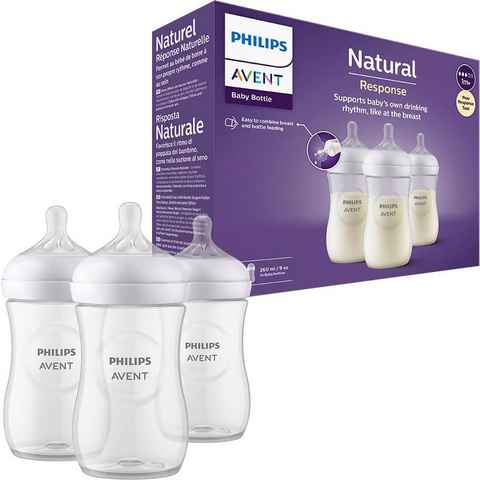 Philips AVENT Babyflasche Natural Response SCY903/03, 3 Stück, 260ml, ab dem 1. Monat