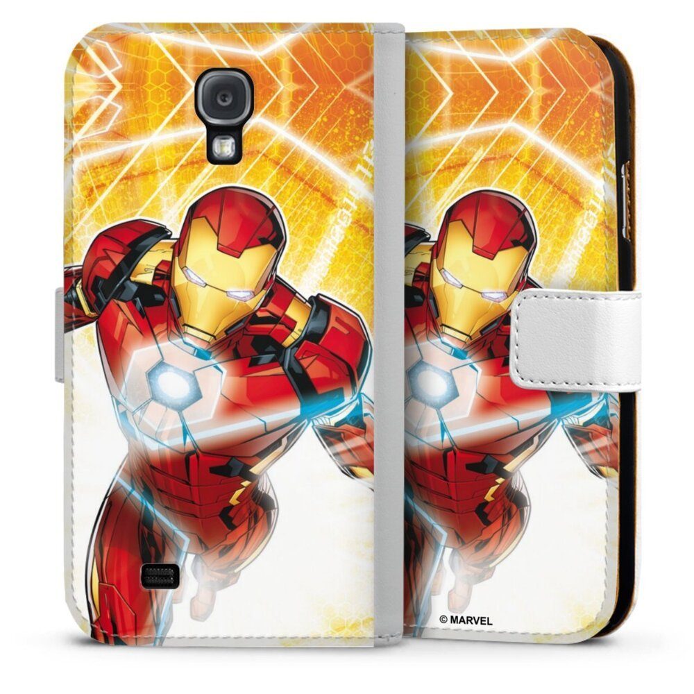 DeinDesign Handyhülle Iron Man on Fire, Samsung Galaxy S4 Hülle Handy Flip Case Wallet Cover Handytasche Leder