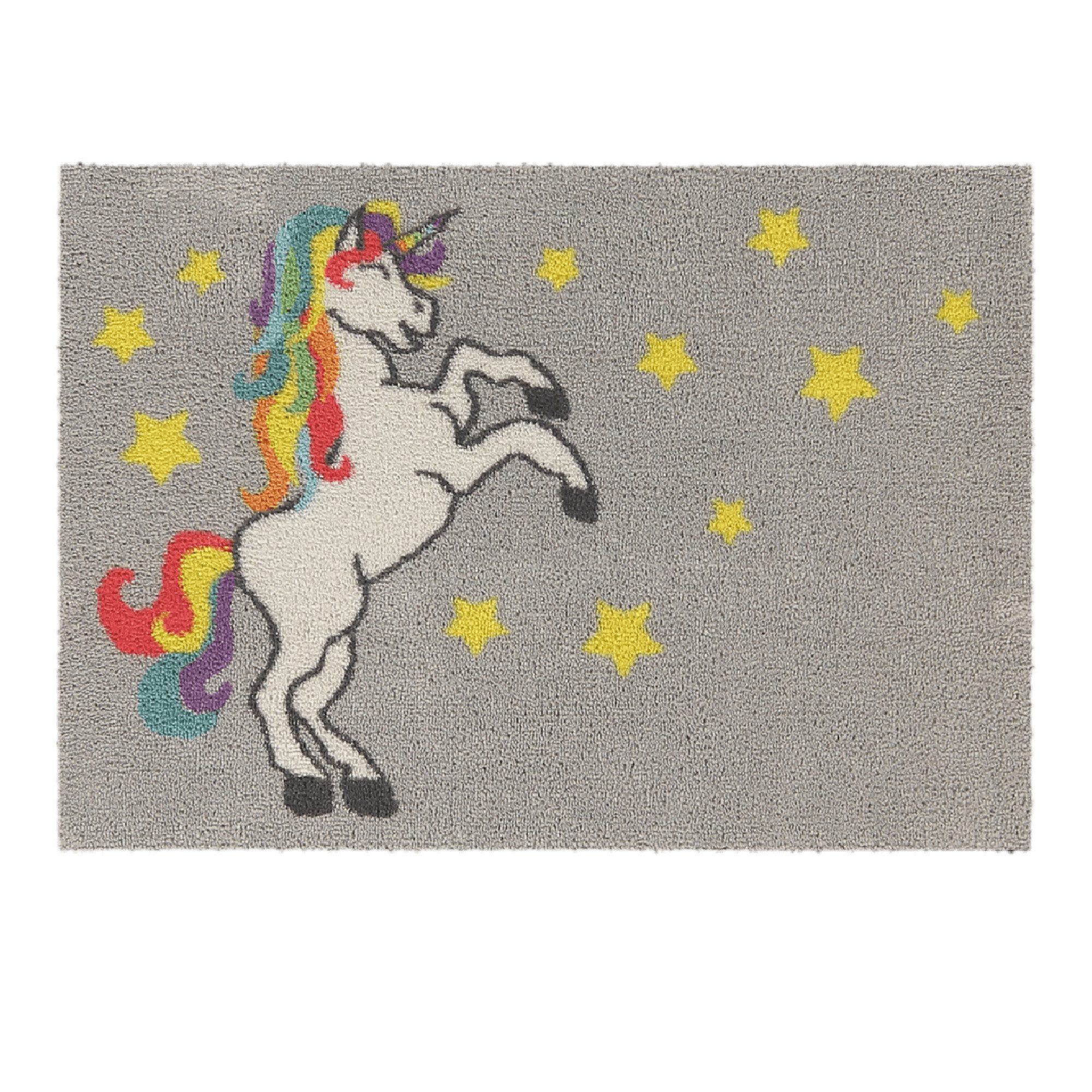 akzente Fußmatte Feel Rainbow Unicorn, Rechteckig, Höhe: 6 mm, 50x70 cm, Polyester, Latex, rutschfest, saugfähig, Schmutzfänger