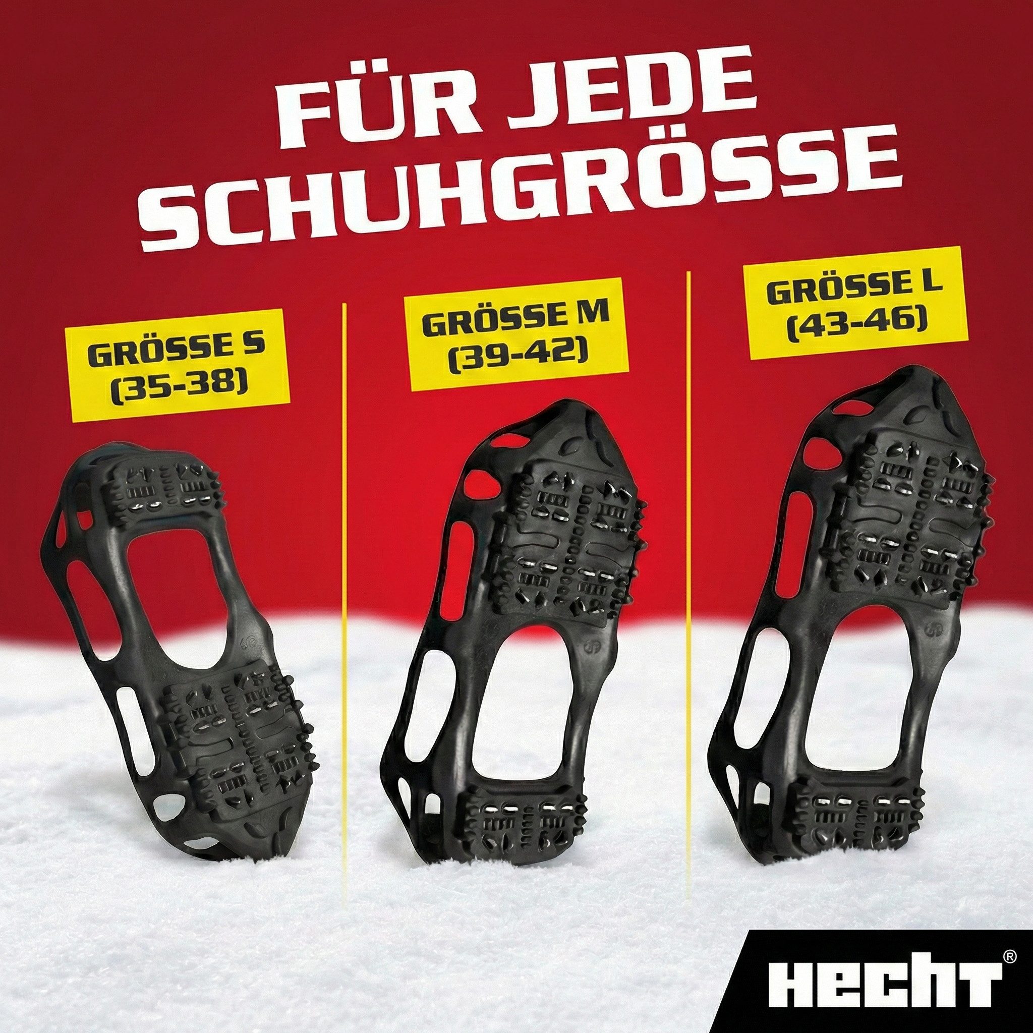 Hecht Spikes Schuhkrallen Ice Spikes 24 Metallkrallen, in 35-38, 39-42, 43-46