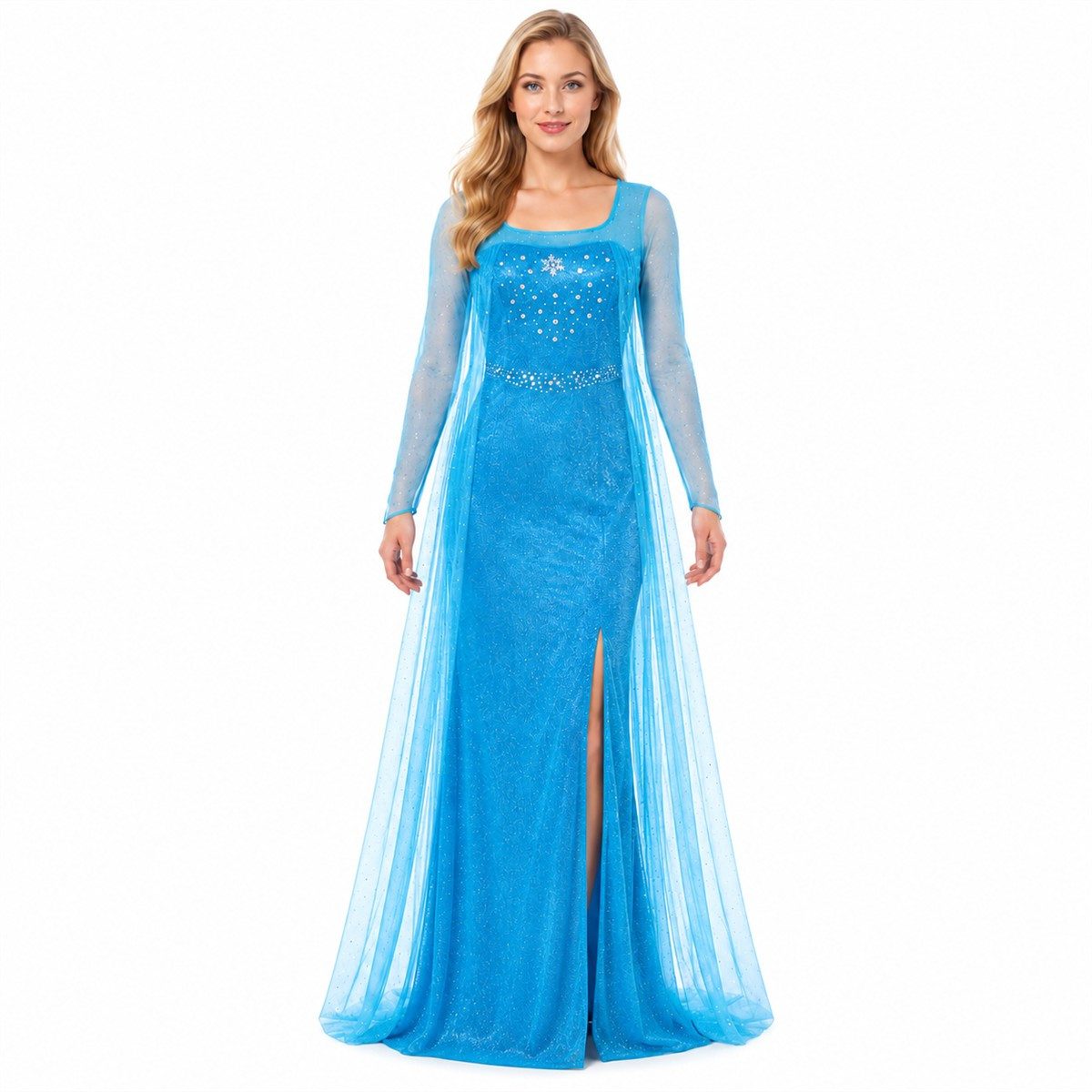 Katara Partyanzug Prinzessin Kostümkleid Eiskönigin Elsa für Damen, Abendkleid, Frozen, Kostüm, Fasching, Karneval, Frauen, Erwachsene