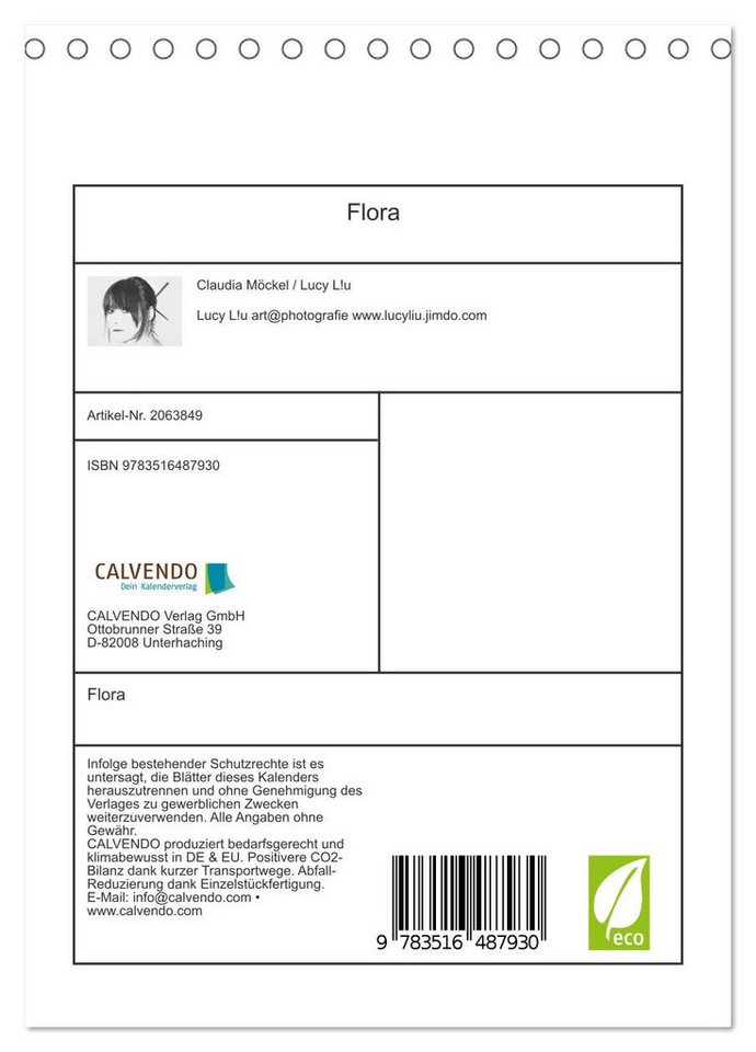 Thumbnail - CALVENDO Wandkalender Flora (Tischkalender 2026 DIN A5 hoch), CALVENDO Monatskalender
