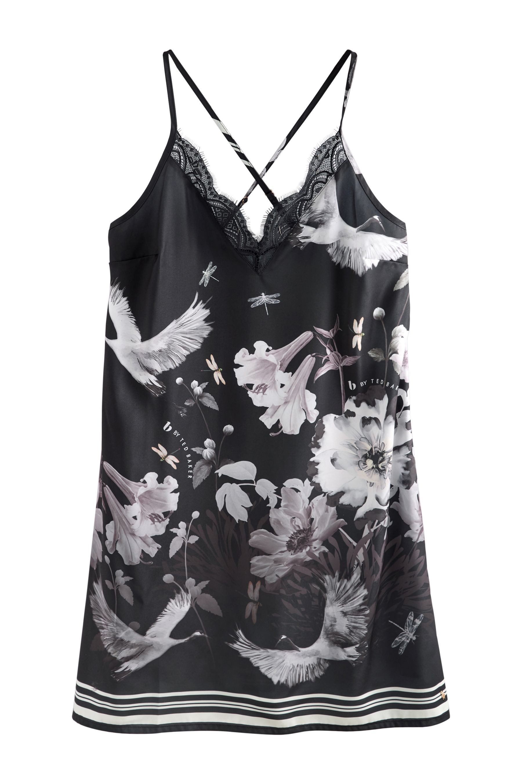 Nachthemd B By Ted Baker Satin-Slipkleid mit Vogelmuster